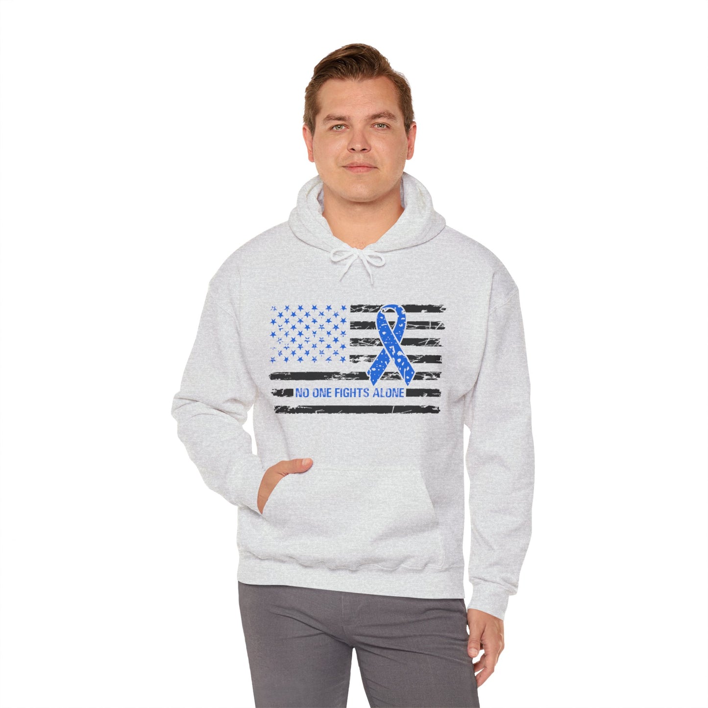 No one fights alone - Colon Cancer Unisex Heavy Blend™ Hooded Sweatshirt