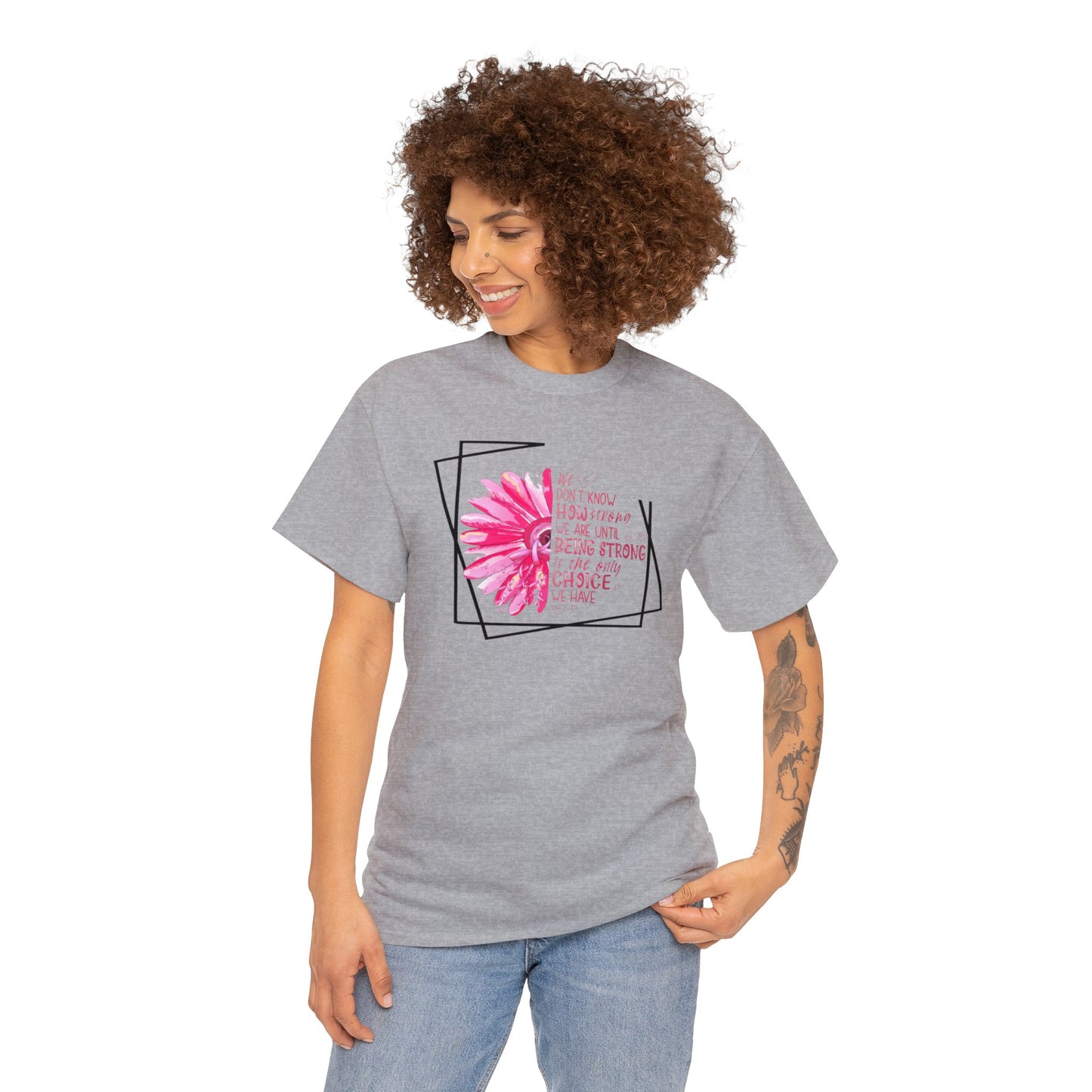 Breast Cancer How Strong We Are Unisex Heavy Cotton Tee