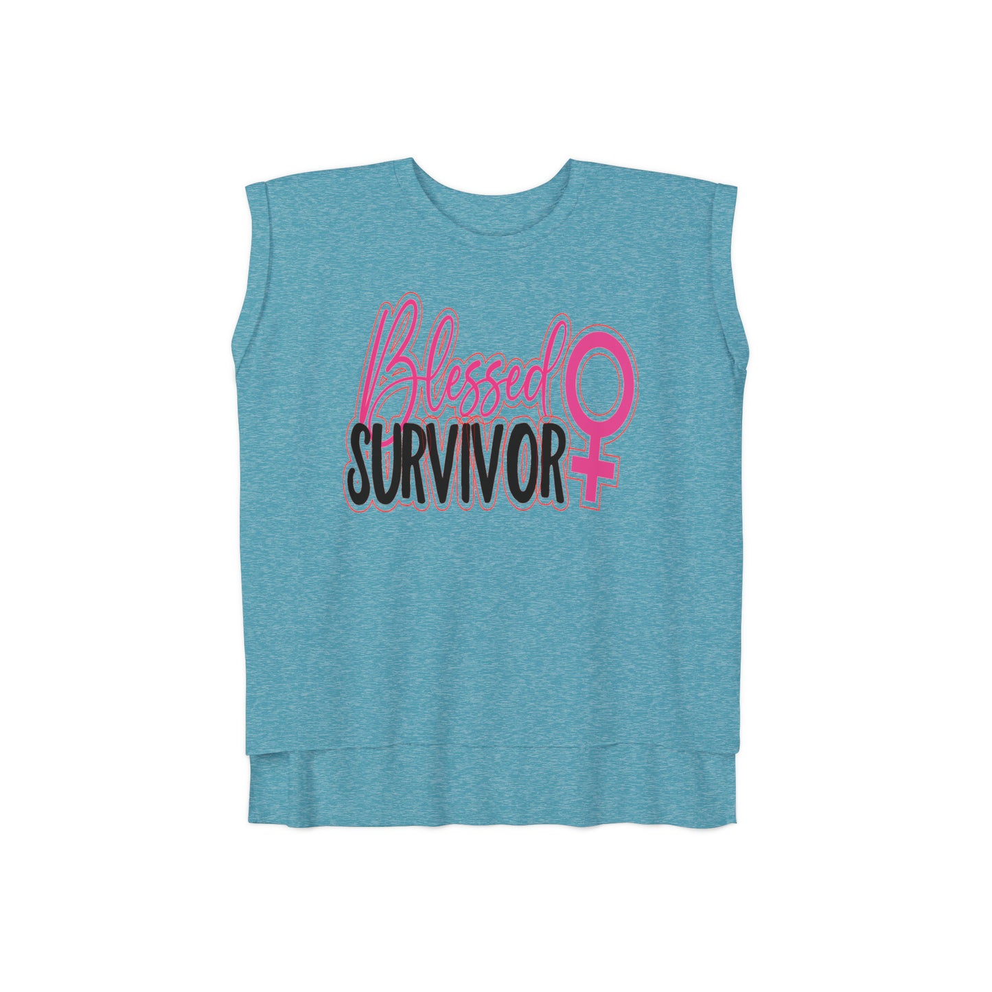 Blessed Survivor Women’s Flowy Rolled Cuffs Muscle Tee