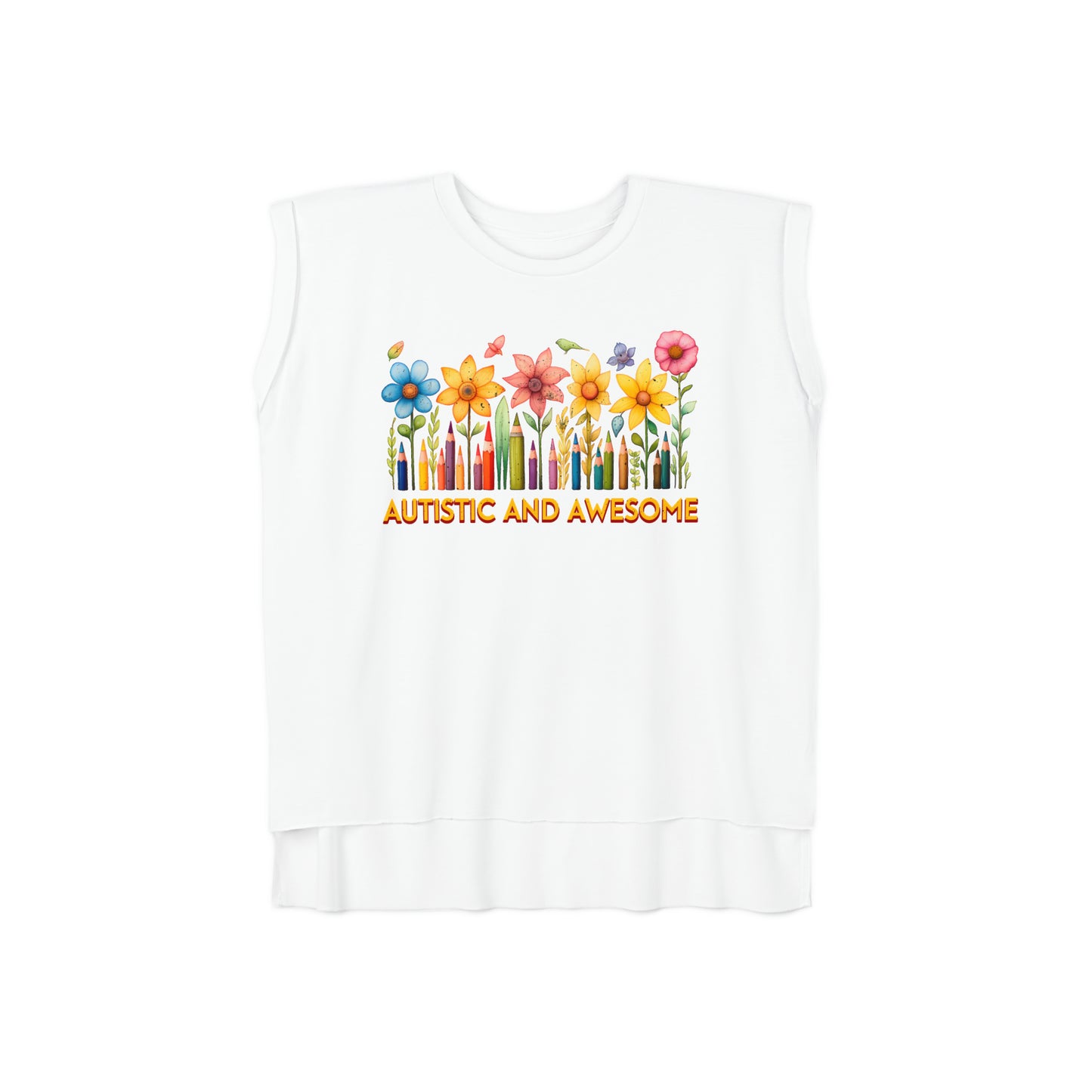 Autistic and Awesome Women’s Flowy Rolled Cuffs Muscle Tee