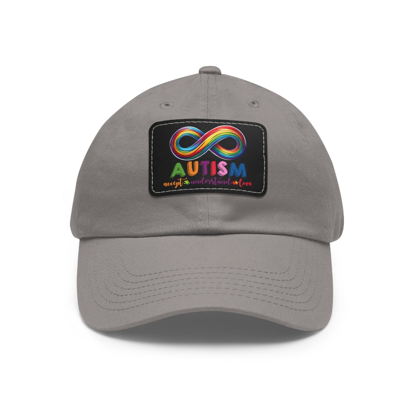 Autism Accept Dad Hat with Leather Patch (Rectangle)