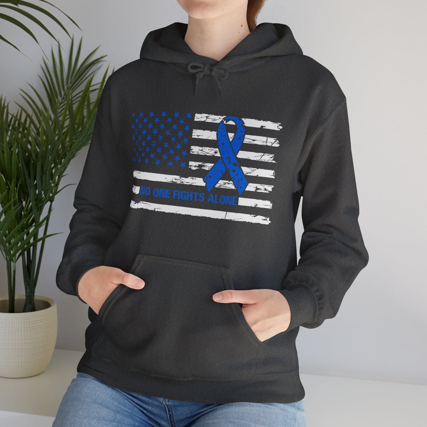 No one fights alone - Colon Cancer Unisex Heavy Blend™ Hooded Sweatshirt