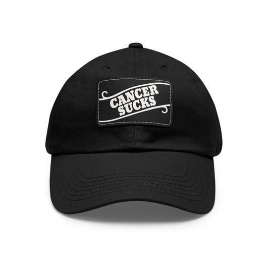 Cancer Sucks Dad Hat with Leather Patch (Rectangle)