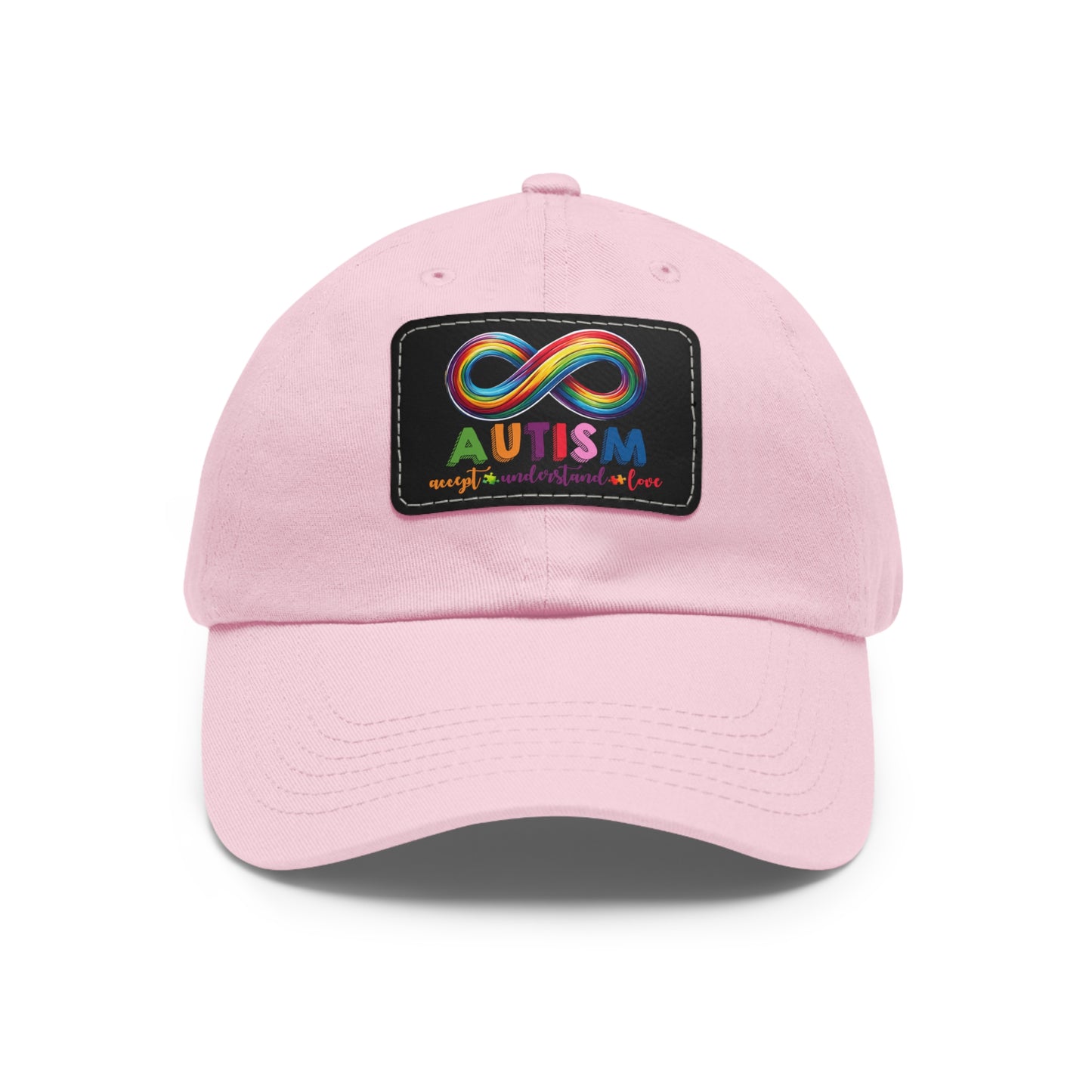 Autism Accept Dad Hat with Leather Patch (Rectangle)