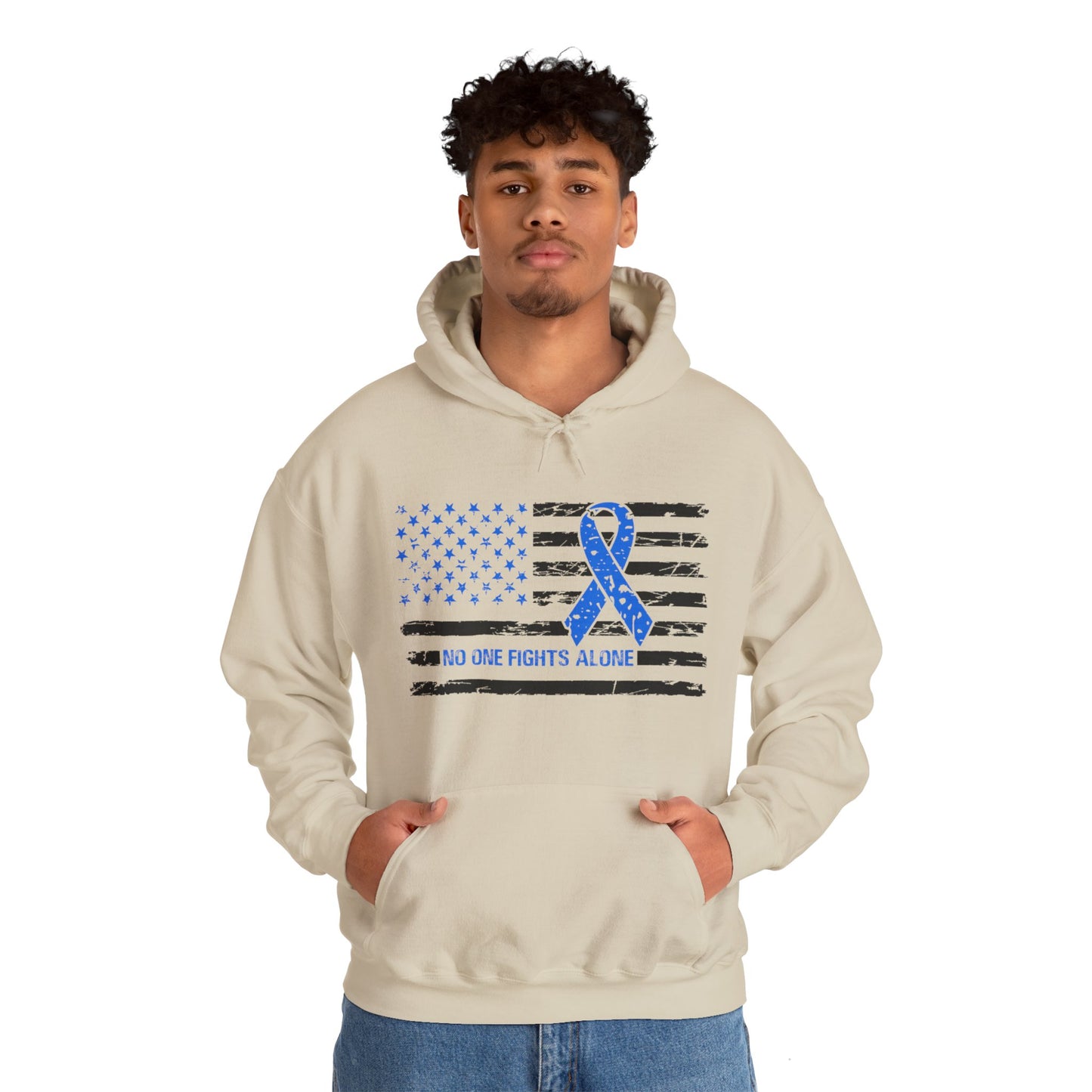 No one fights alone - Colon Cancer Unisex Heavy Blend™ Hooded Sweatshirt