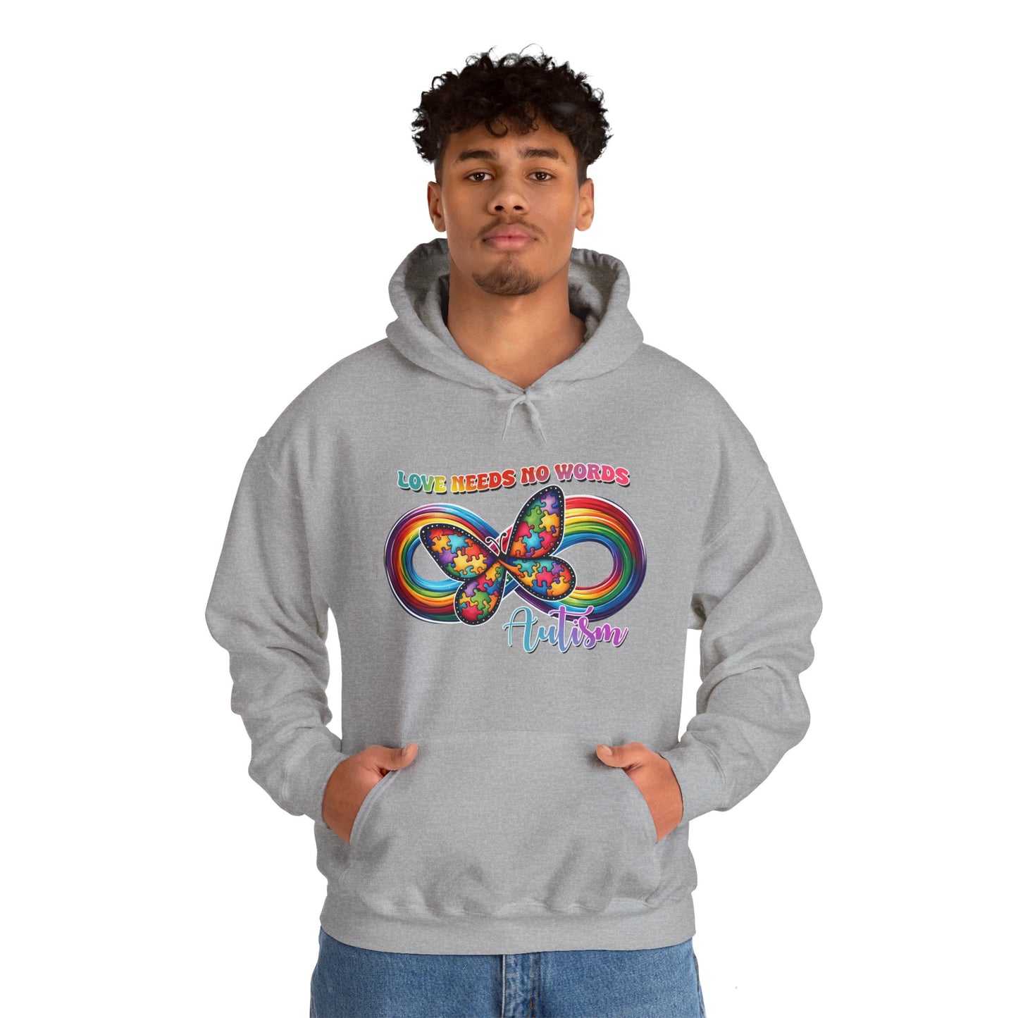 Autism Love needs no words Unisex Heavy Blend™ Hooded Sweatshirt