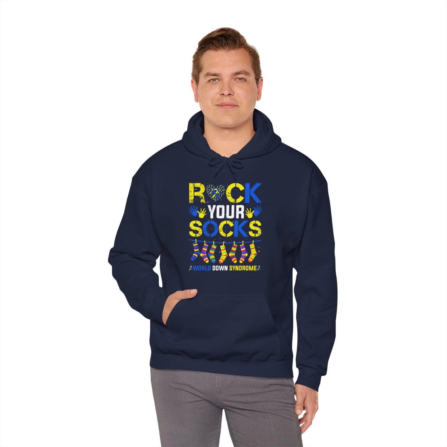 Rock your Socks Down Syndrome Unisex Heavy Blend™ Hooded Sweatshirt