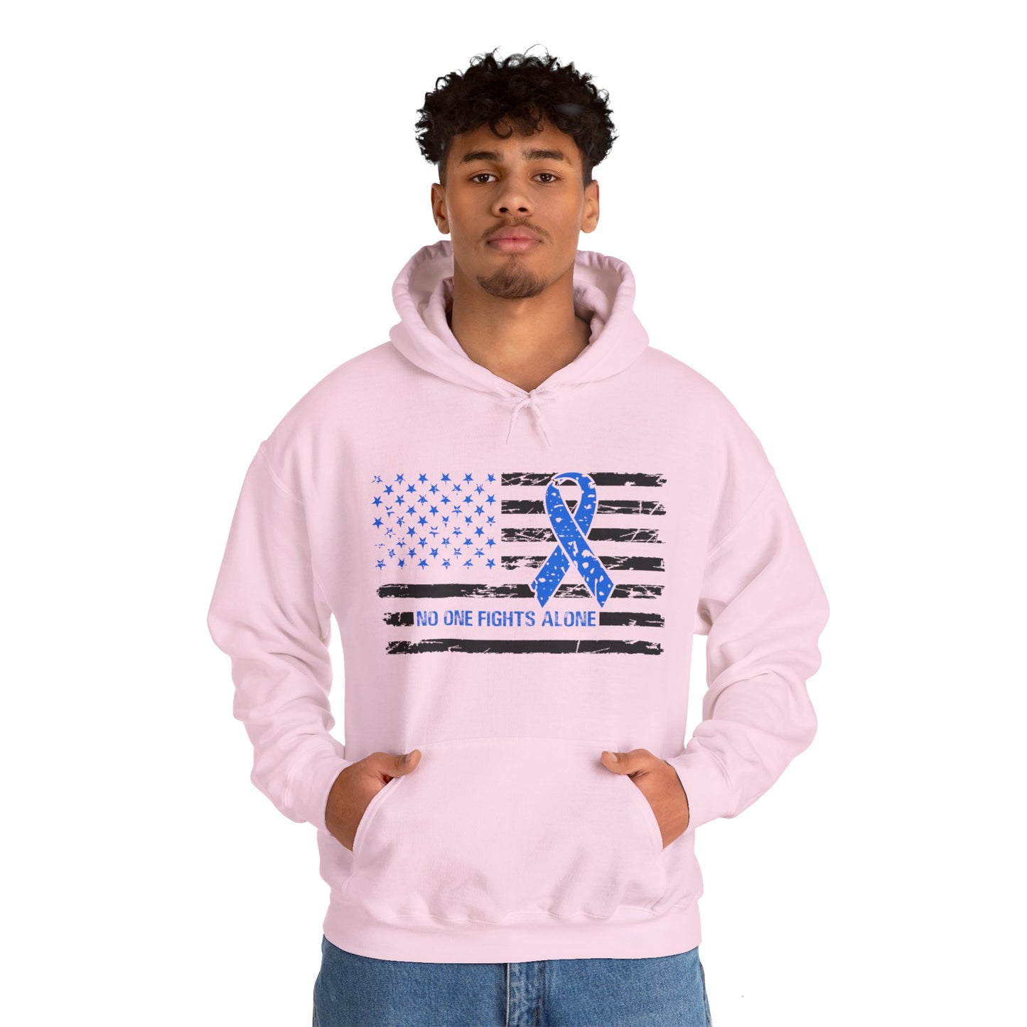 No one fights alone - Colon Cancer Unisex Heavy Blend™ Hooded Sweatshirt