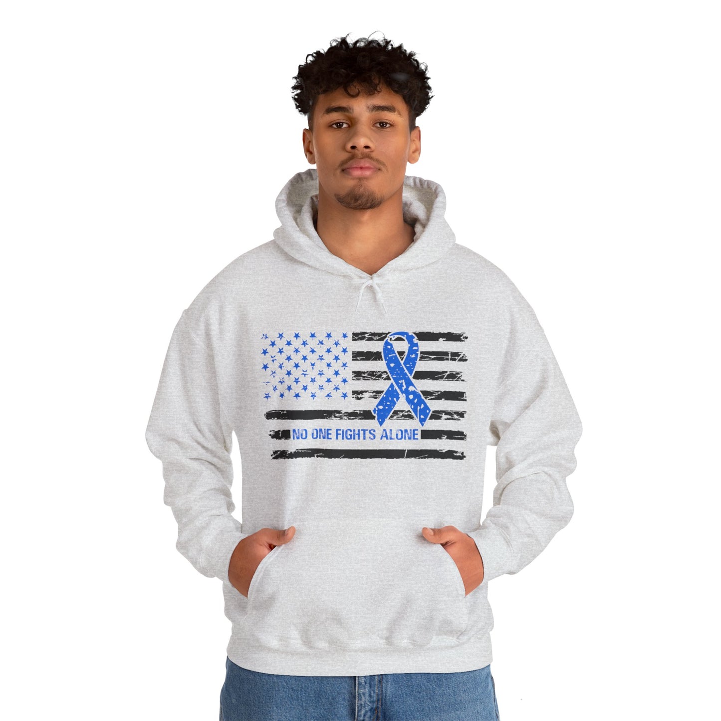 No one fights alone - Colon Cancer Unisex Heavy Blend™ Hooded Sweatshirt