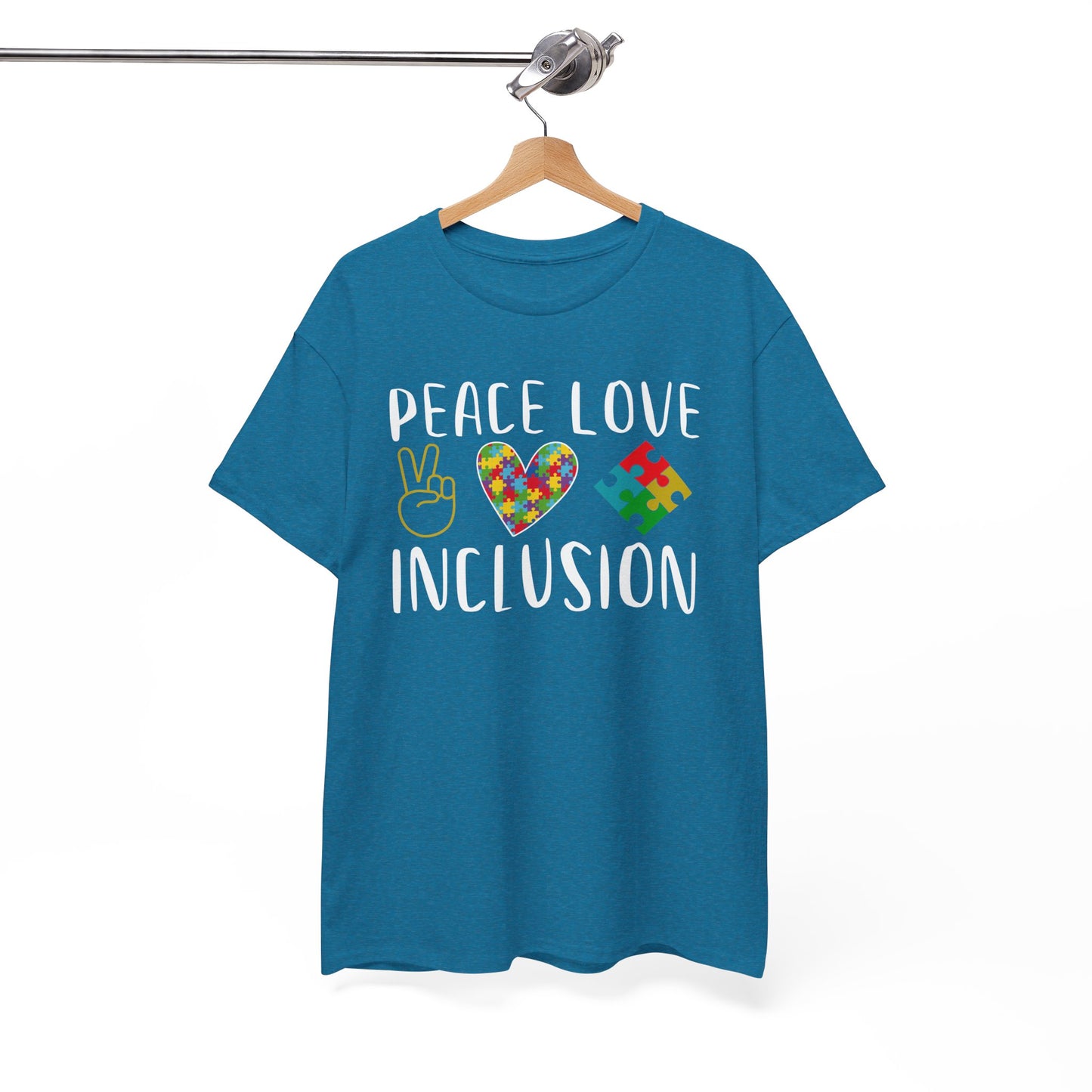 Autism Peace Love Inclusion Unisex Heavy Cotton Tee