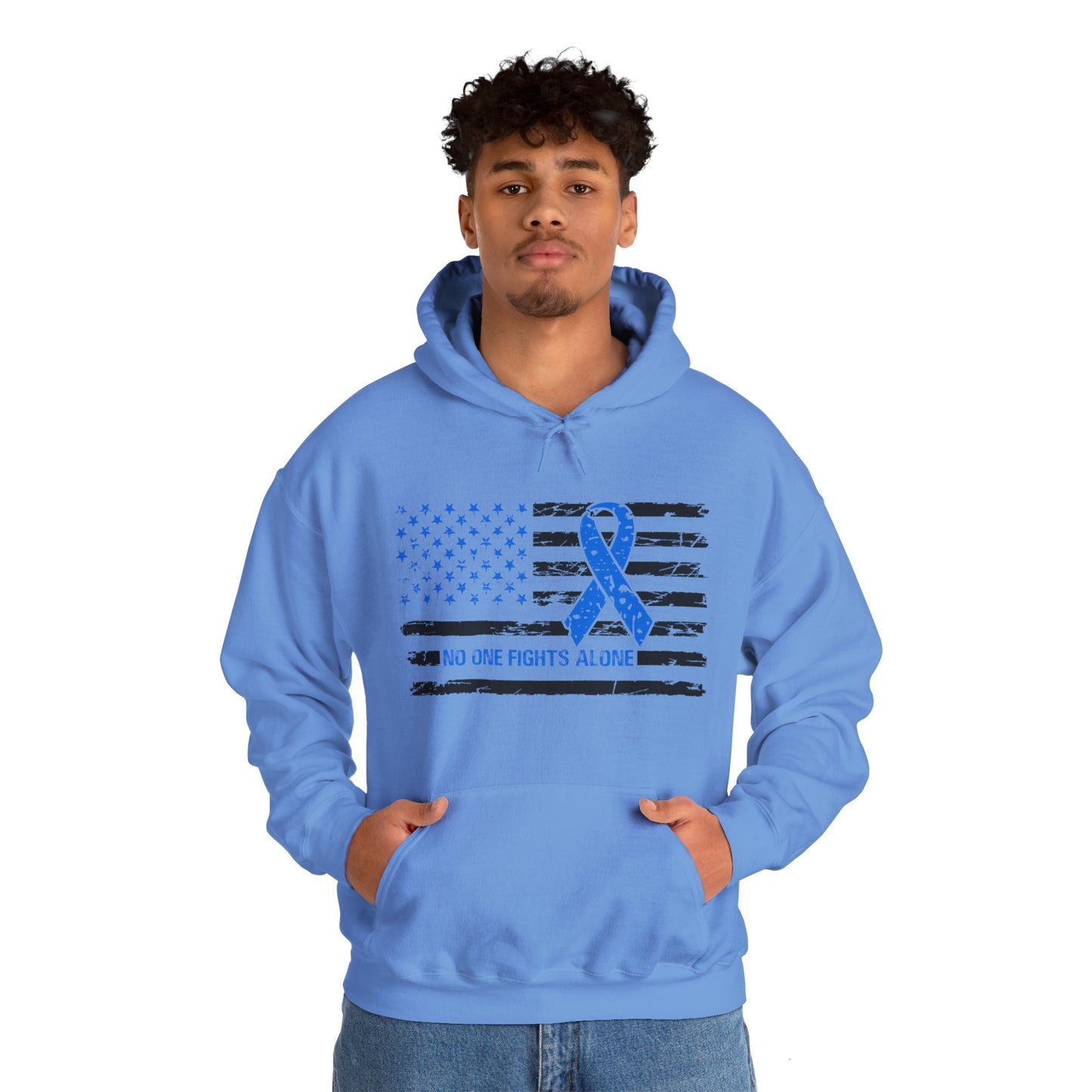 No one fights alone - Colon Cancer Unisex Heavy Blend™ Hooded Sweatshirt