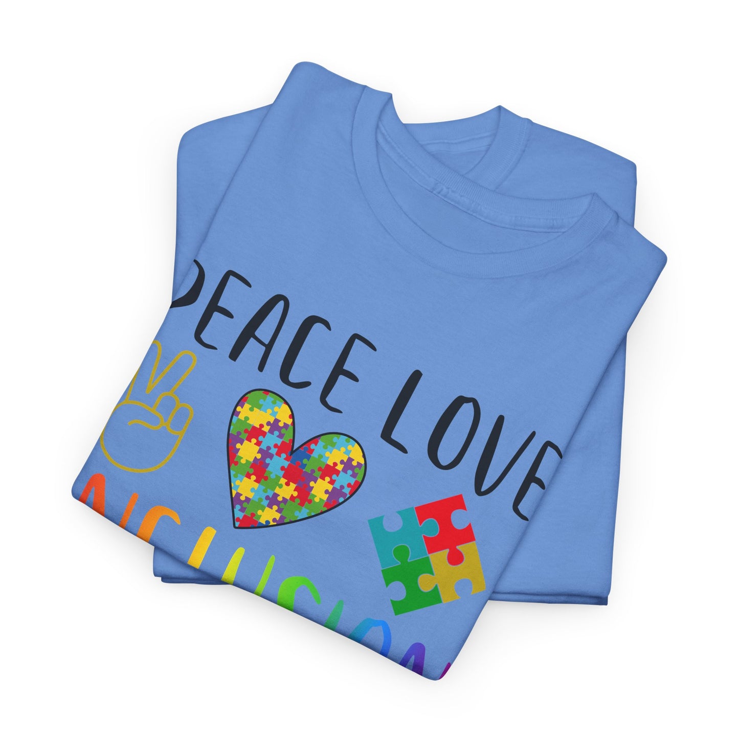 Autism Peace Love Inclusion Unisex Heavy Cotton Tee