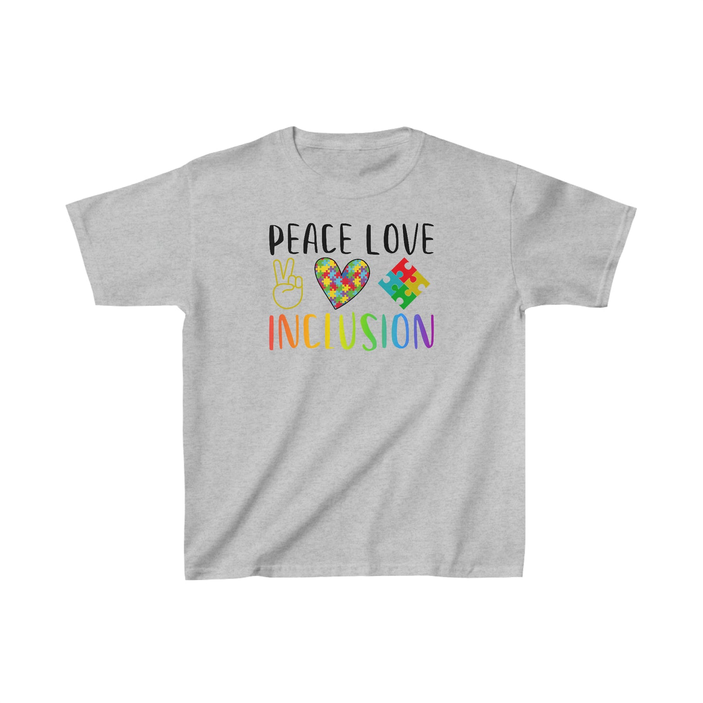 Autism Peace Love Inclusion Kids Heavy Cotton™ Tee