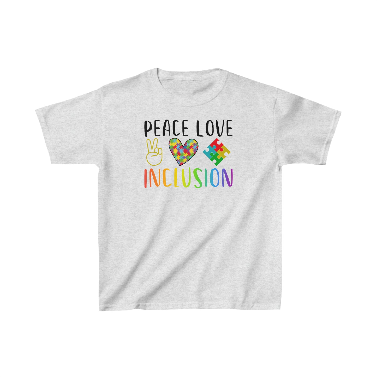 Autism Peace Love Inclusion Kids Heavy Cotton™ Tee