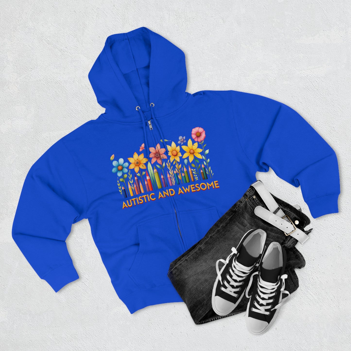 Autistic and Awesome Unisex Premium Full Zip Hoodie