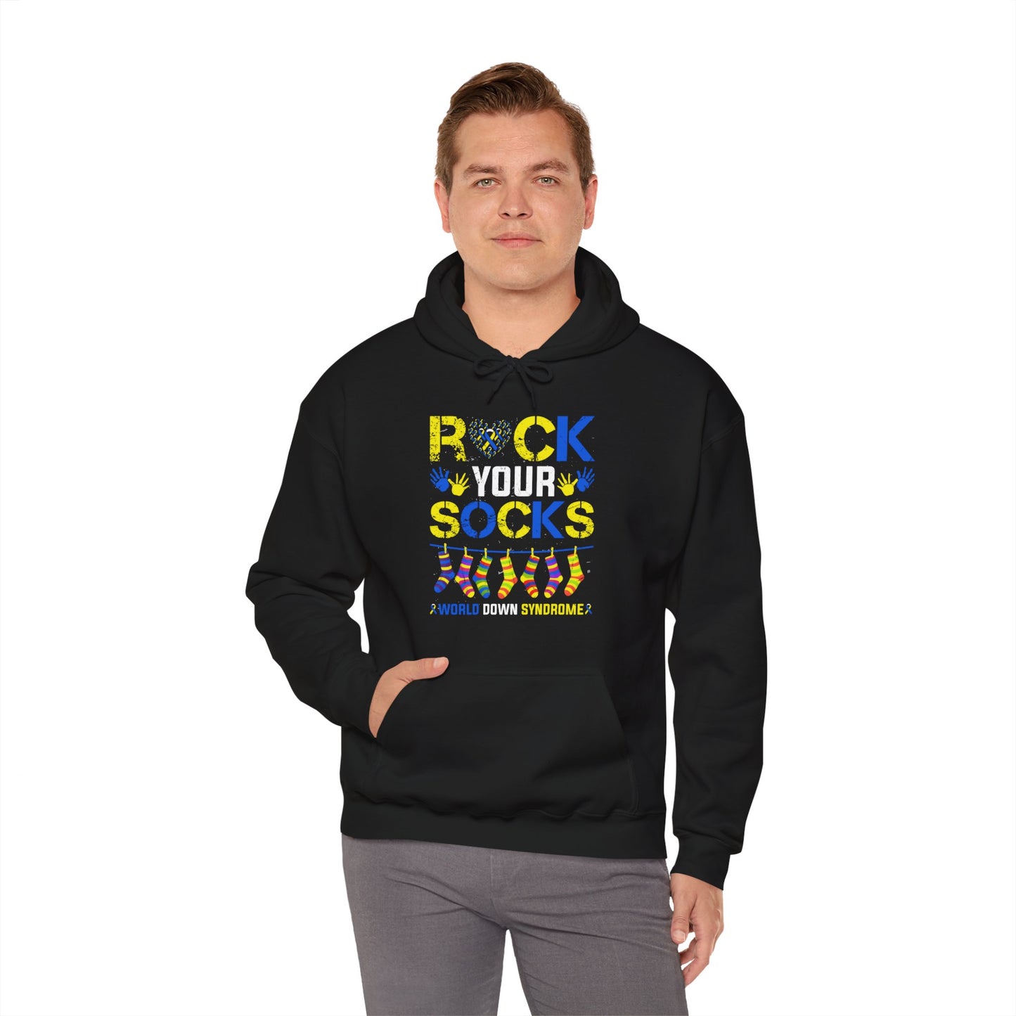 Rock your Socks Down Syndrome Unisex Heavy Blend™ Hooded Sweatshirt