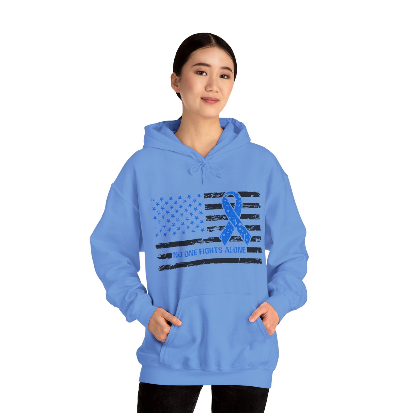 No one fights alone - Colon Cancer Unisex Heavy Blend™ Hooded Sweatshirt