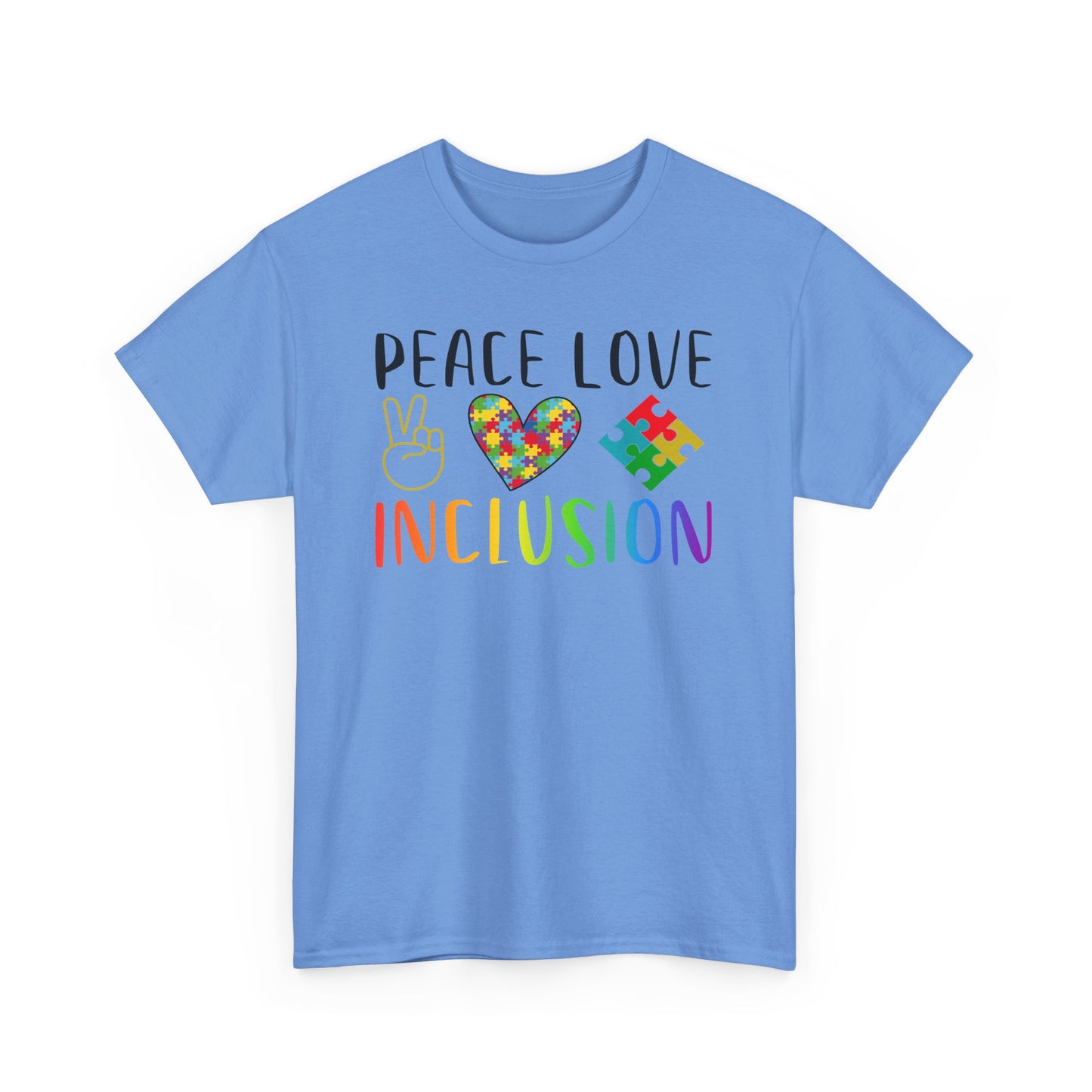 Autism Peace Love Inclusion Unisex Heavy Cotton Tee