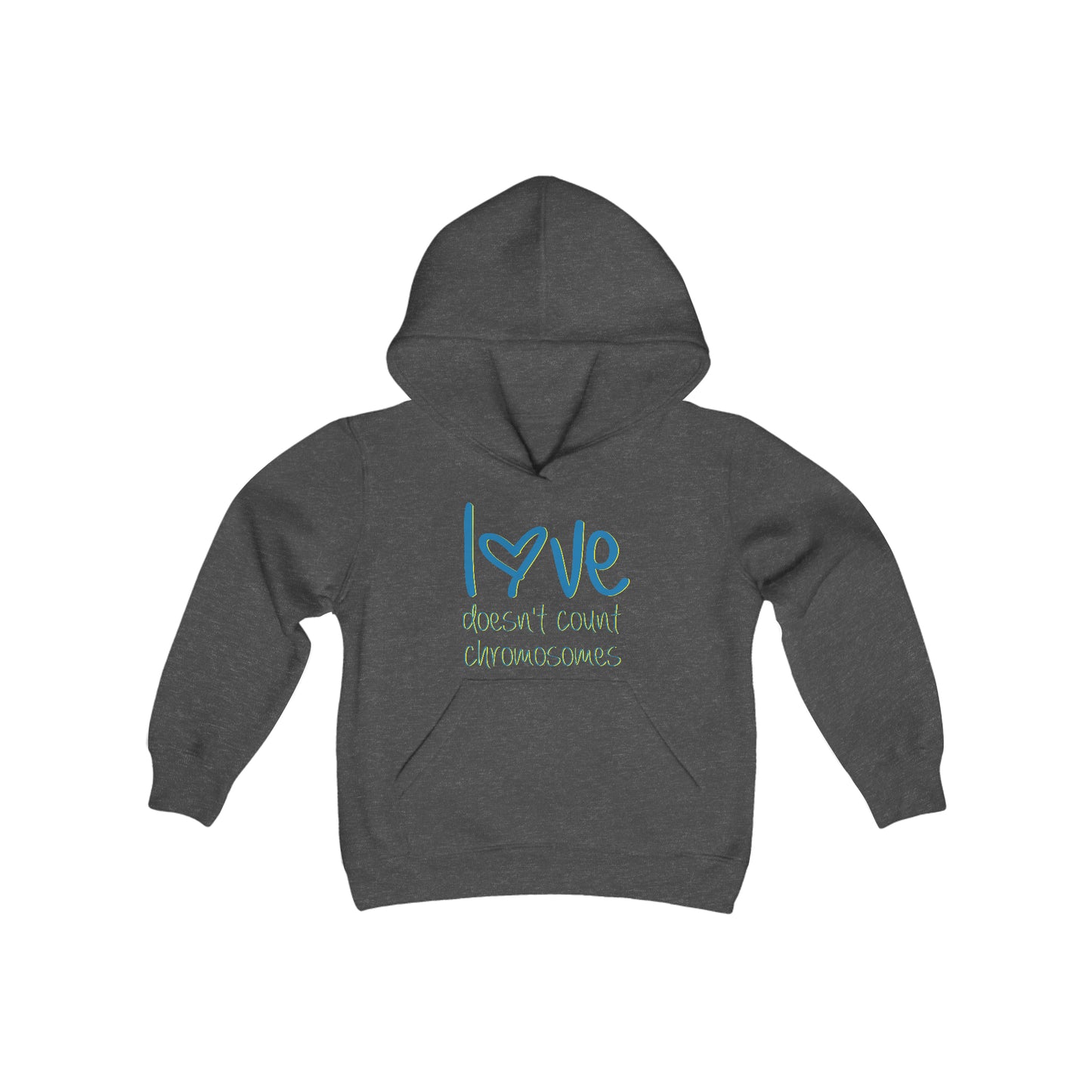 Love doesn't count chromosomes Youth Heavy Blend Hooded Sweatshirt