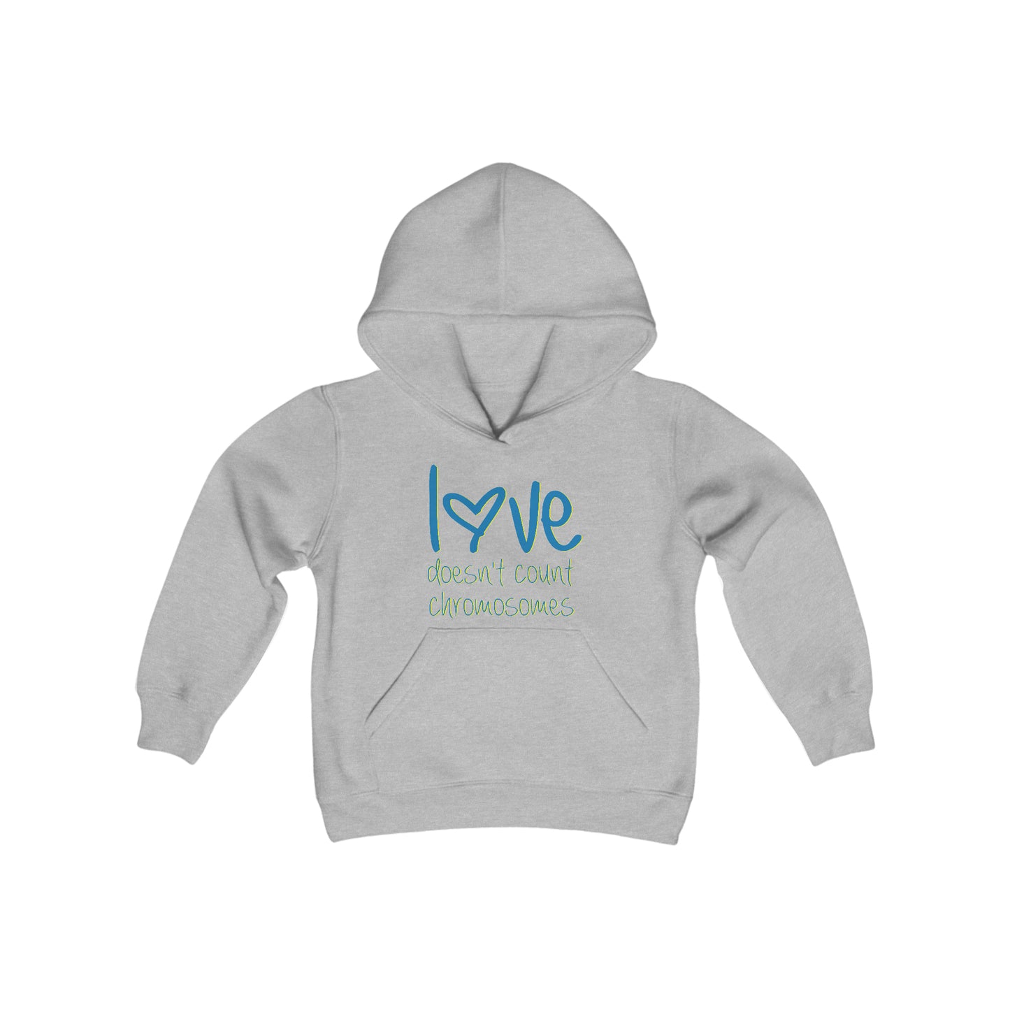 Love doesn't count chromosomes Youth Heavy Blend Hooded Sweatshirt