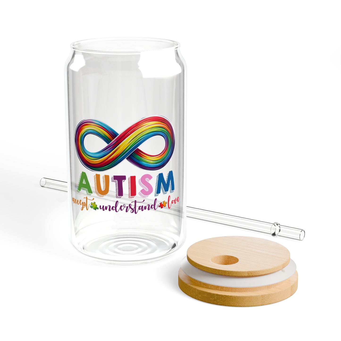 Autism Accept Sipper Glass, 16oz