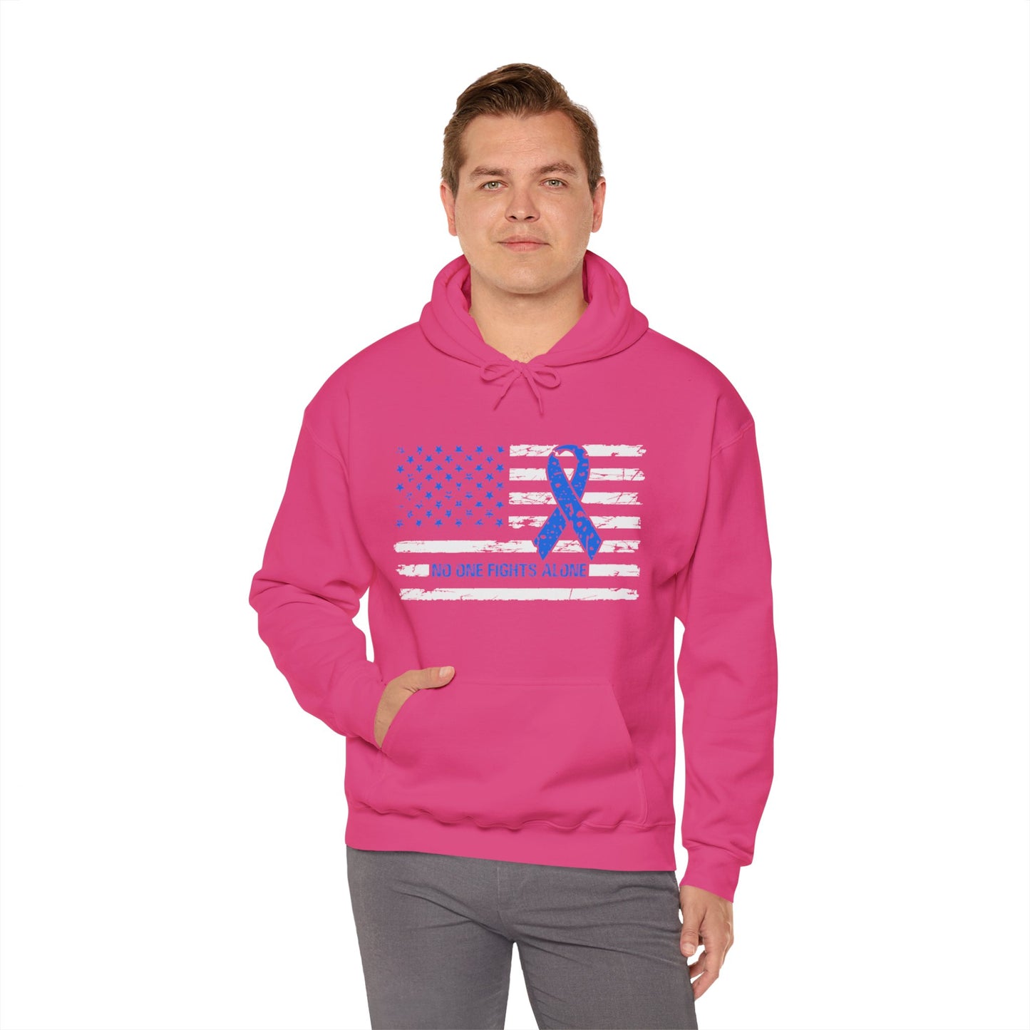 No one fights alone - Colon Cancer Unisex Heavy Blend™ Hooded Sweatshirt