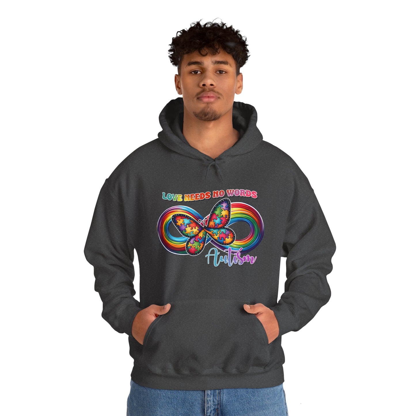 Autism Love needs no words Unisex Heavy Blend™ Hooded Sweatshirt