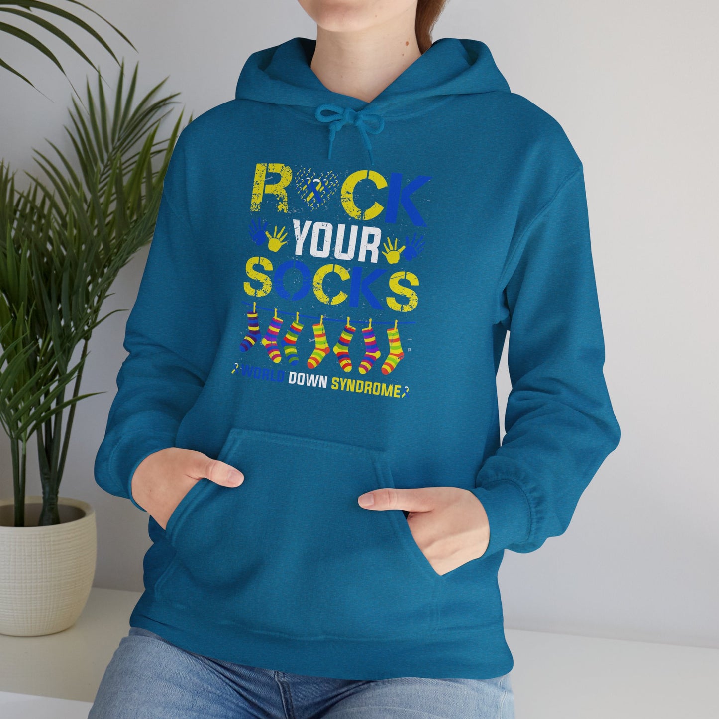 Rock your Socks Down Syndrome Unisex Heavy Blend™ Hooded Sweatshirt