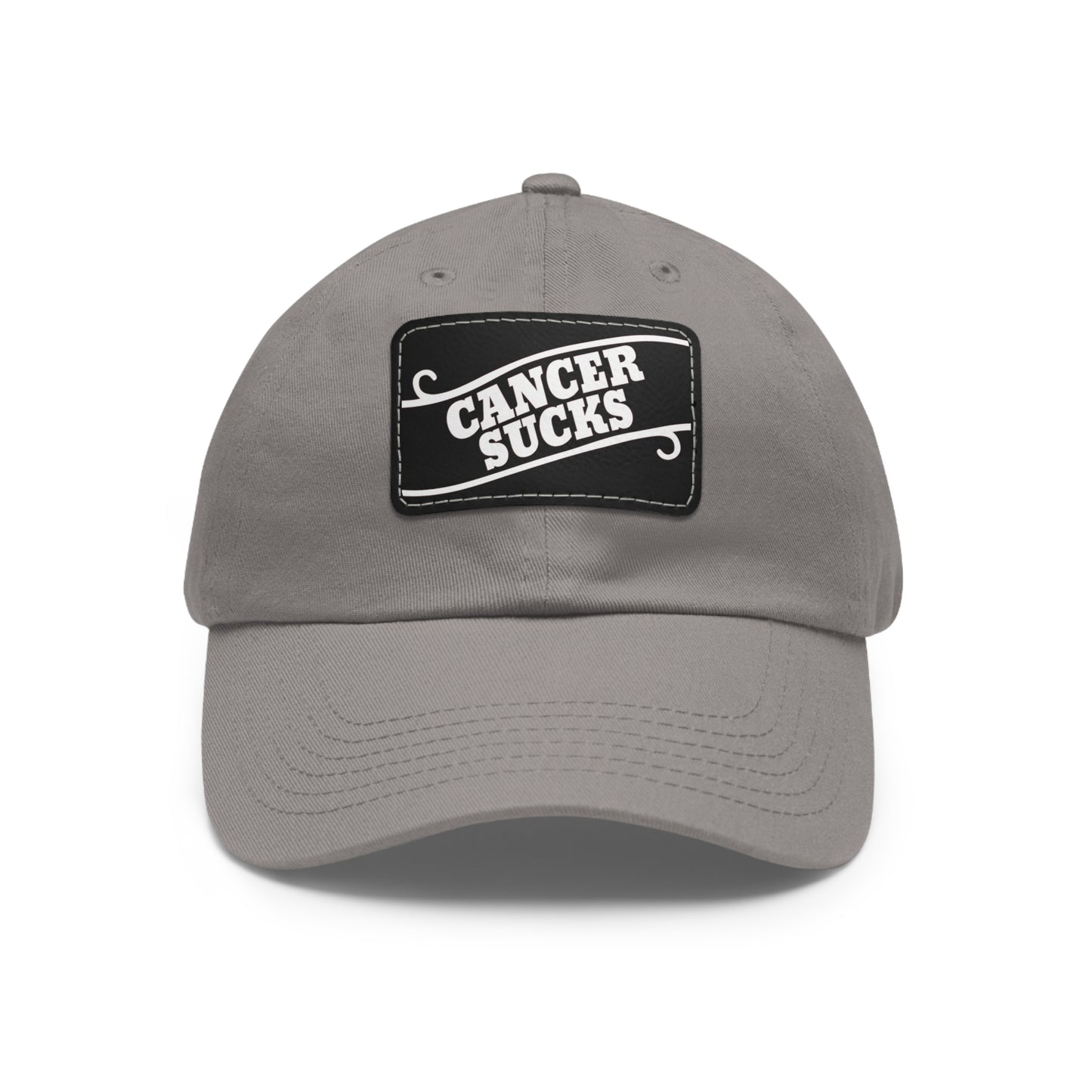 Cancer Sucks Dad Hat with Leather Patch (Rectangle)