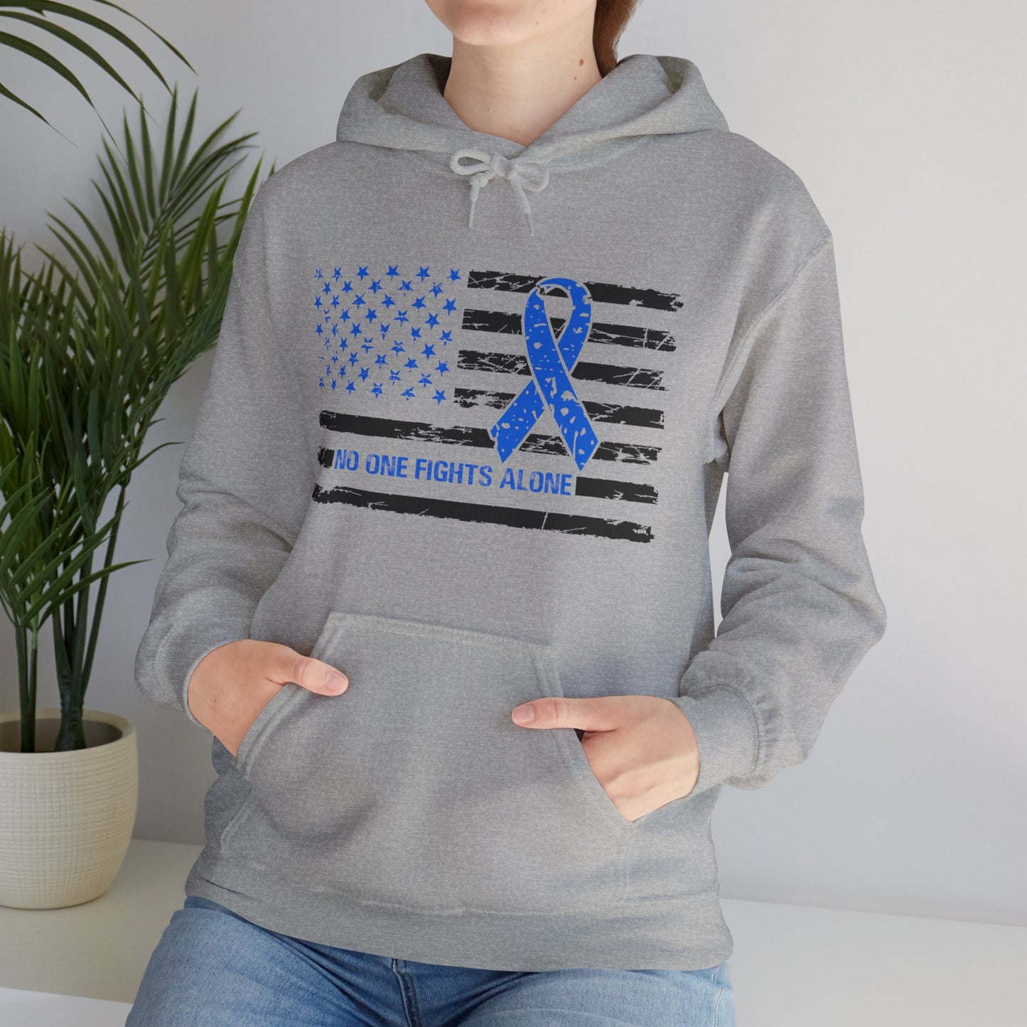 No one fights alone - Colon Cancer Unisex Heavy Blend™ Hooded Sweatshirt