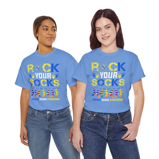 Rock your Socks Down Syndrome Unisex Heavy Cotton Tee