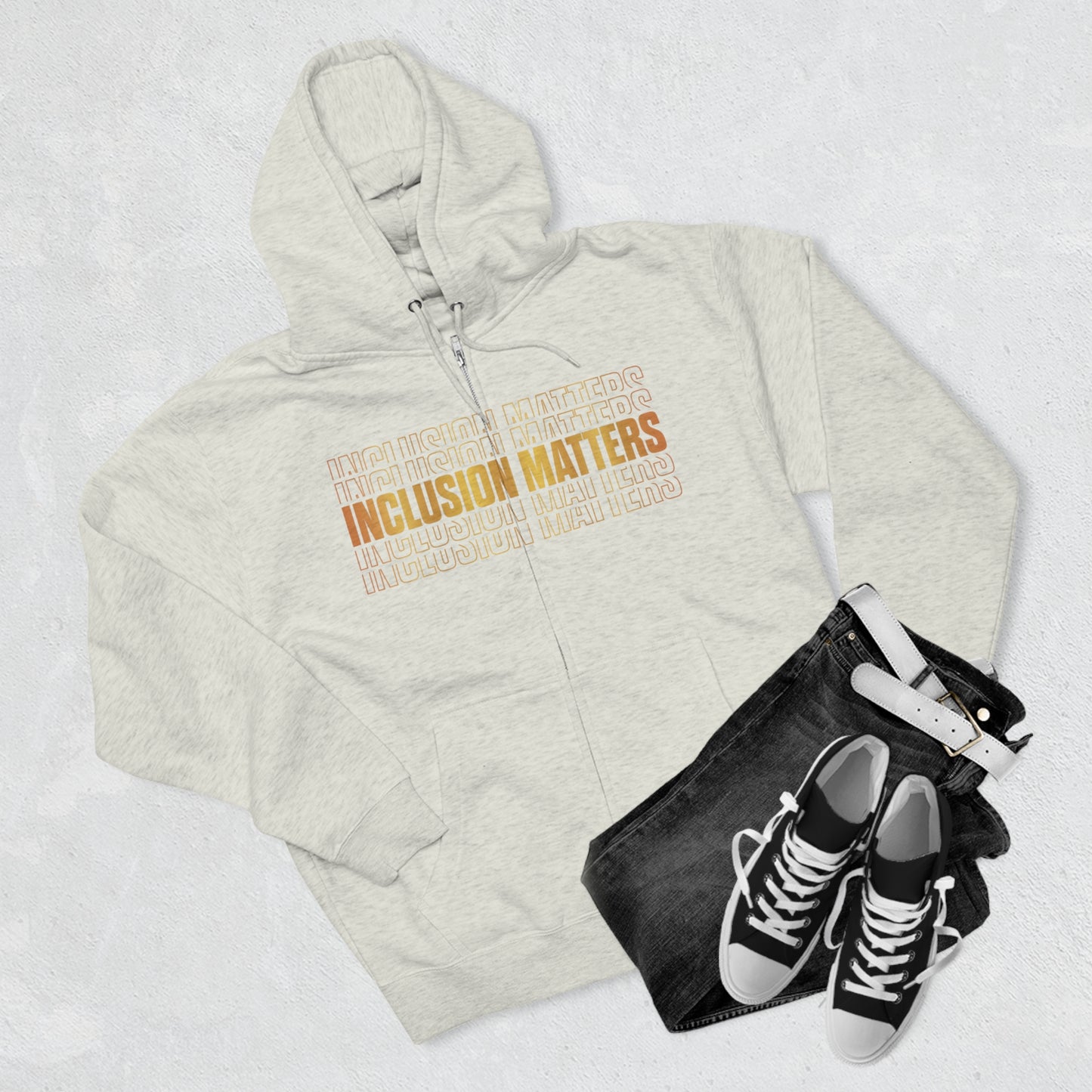 Inclusion Matters Gold Unisex Premium Full Zip Hoodie