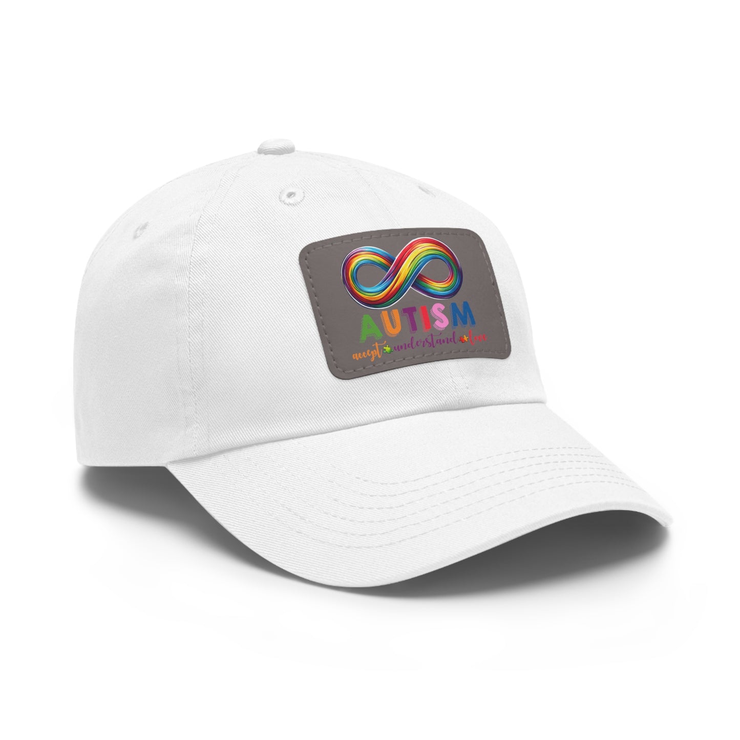 Autism Accept Dad Hat with Leather Patch (Rectangle)