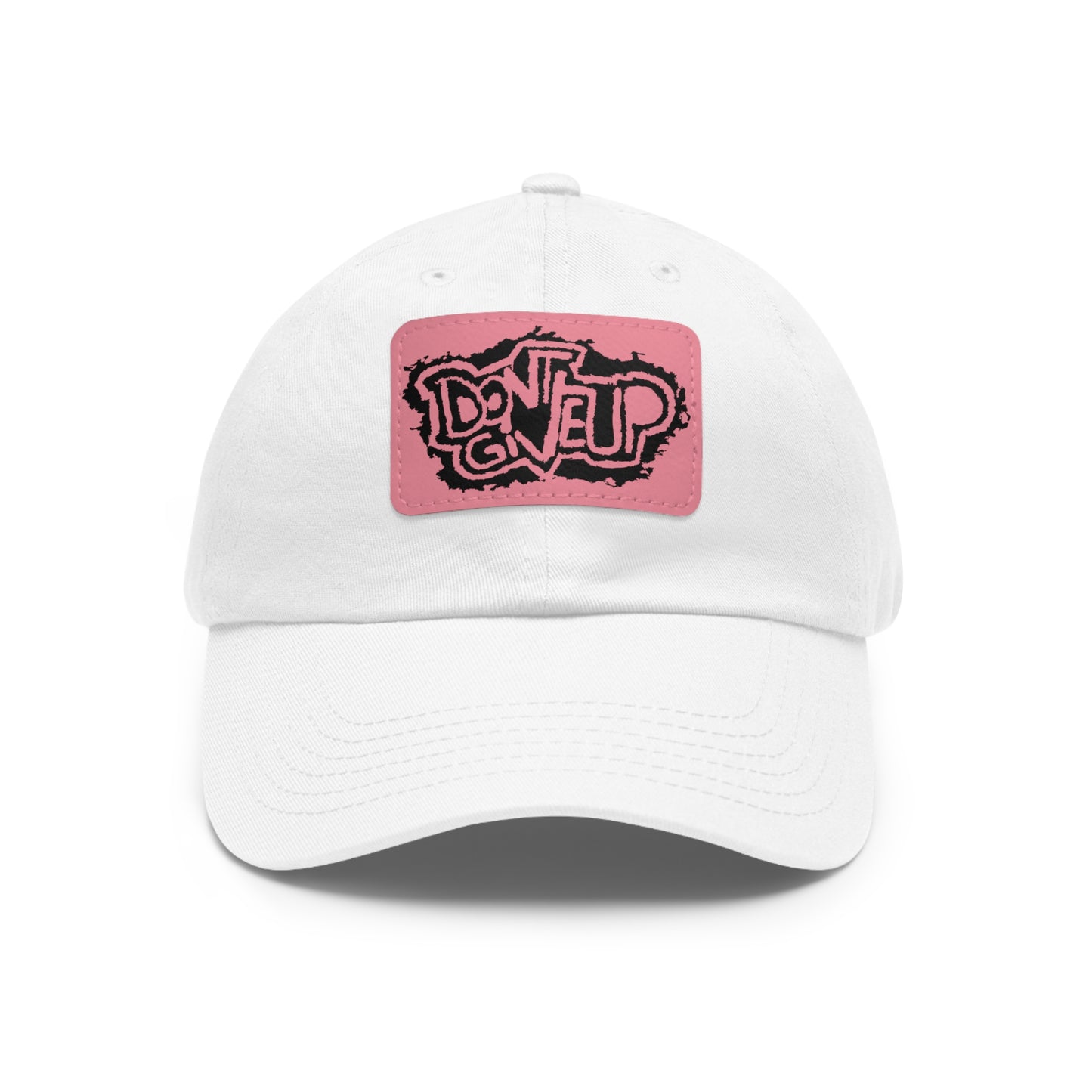 Don't Give Up Dad Hat with Leather Patch (Rectangle)