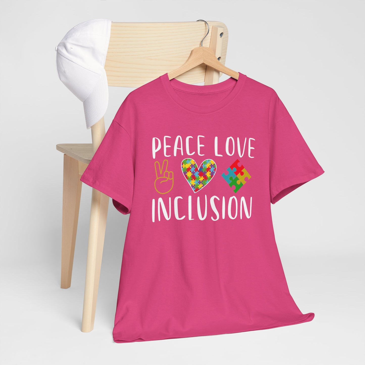 Autism Peace Love Inclusion Unisex Heavy Cotton Tee