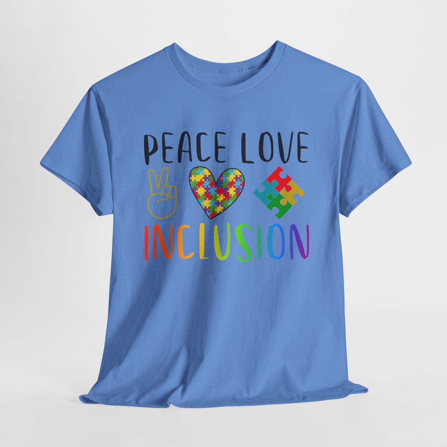 Autism Peace Love Inclusion Unisex Heavy Cotton Tee