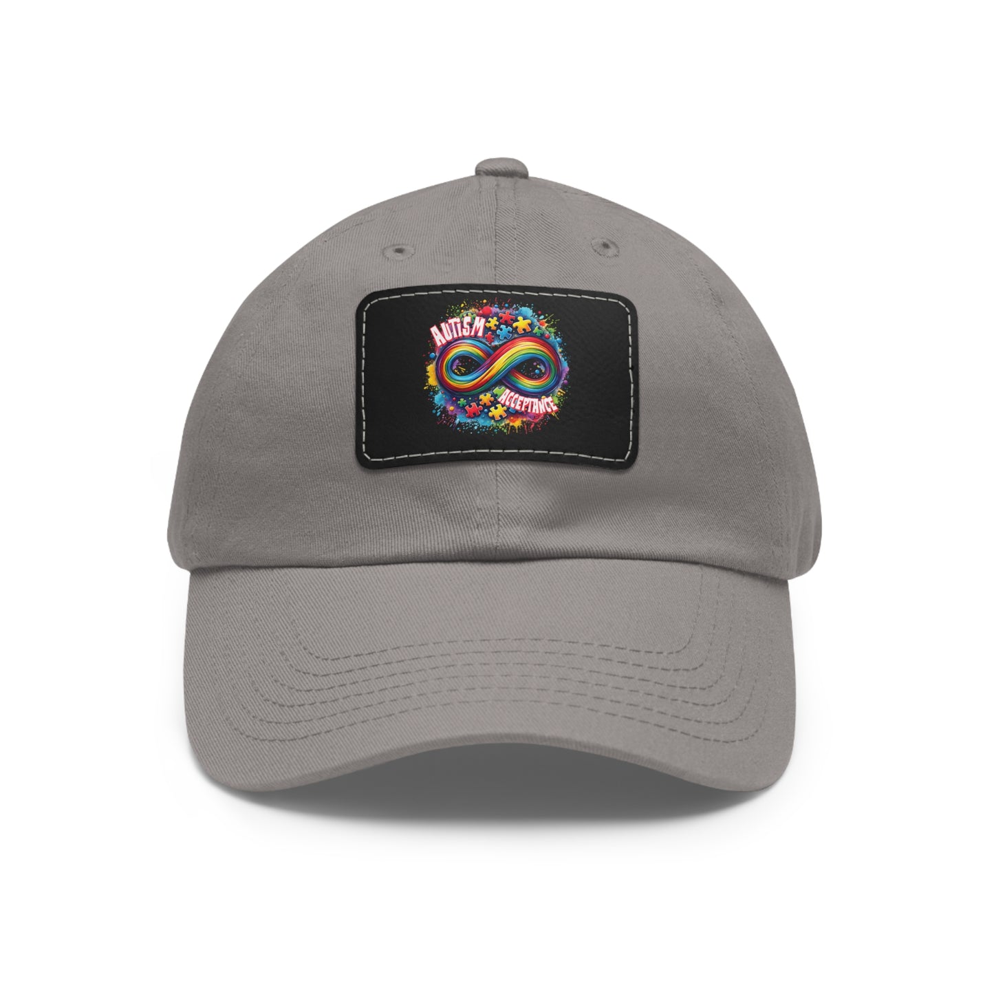 Autism Acceptance Dad Hat with Leather Patch (Rectangle)