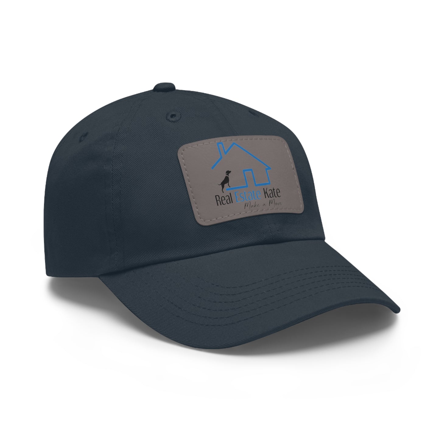 Custom Order Real Estate Kate Grey Dad Hat with Leather Patch (Rectangle)