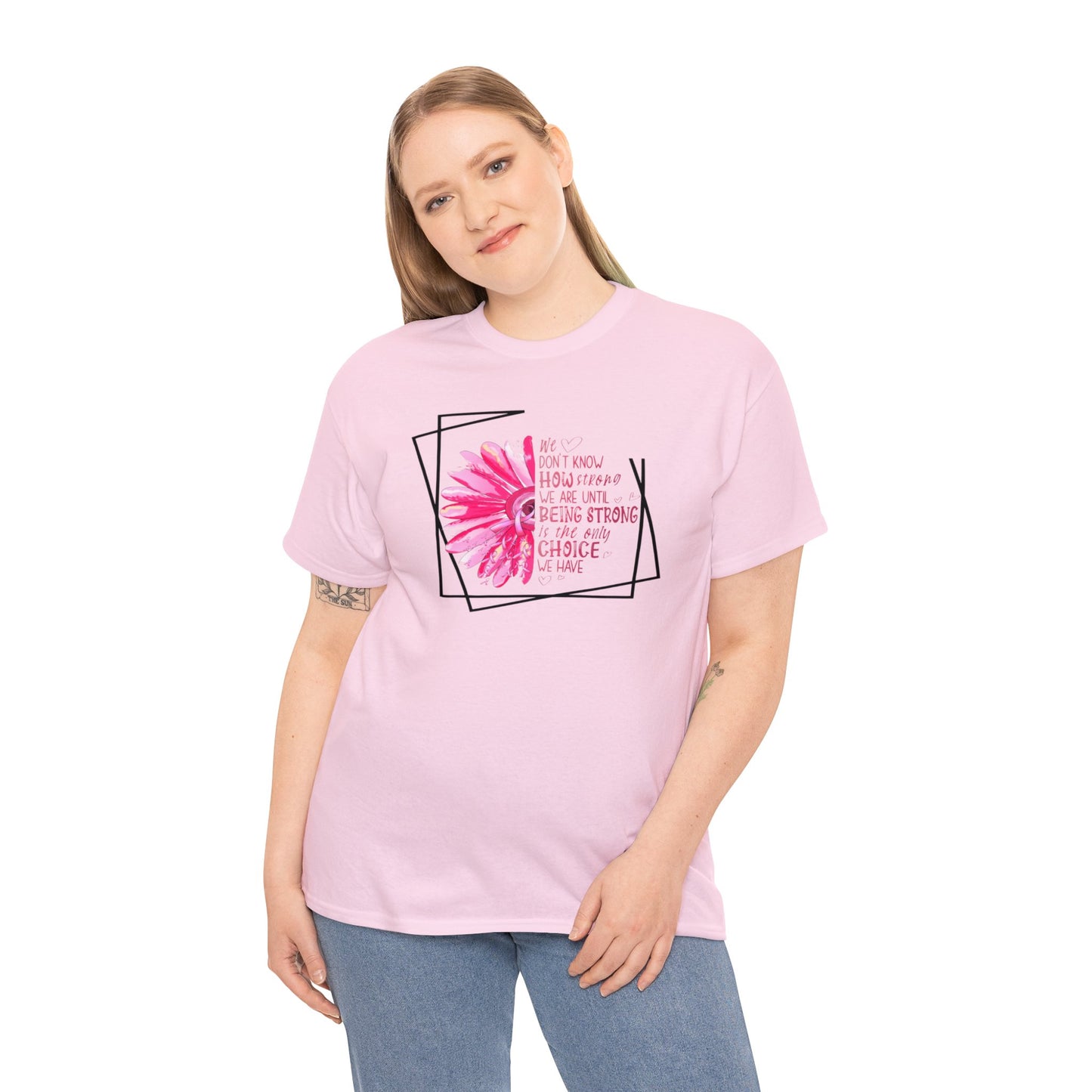 Breast Cancer How Strong We Are Unisex Heavy Cotton Tee