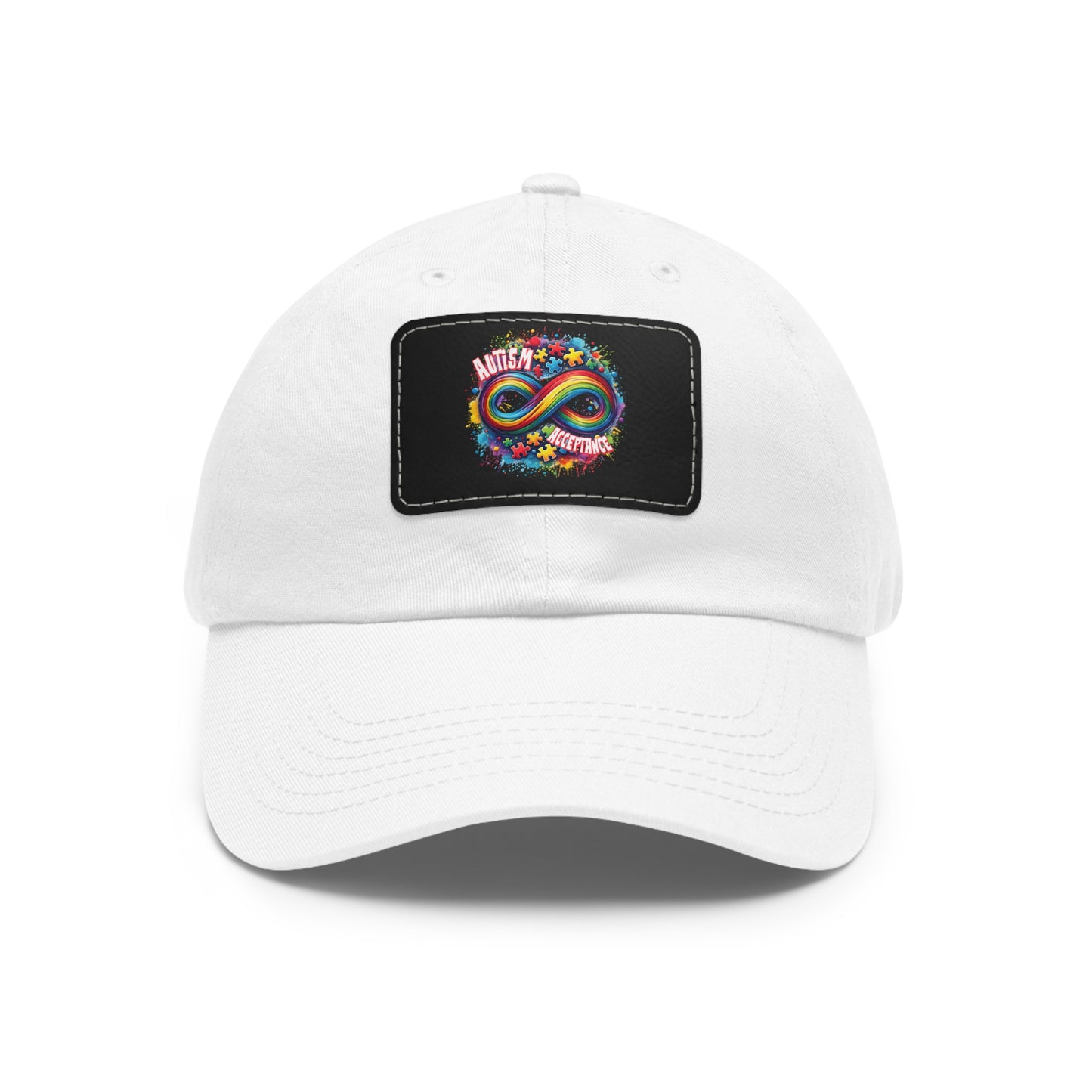 Autism Acceptance Dad Hat with Leather Patch (Rectangle)