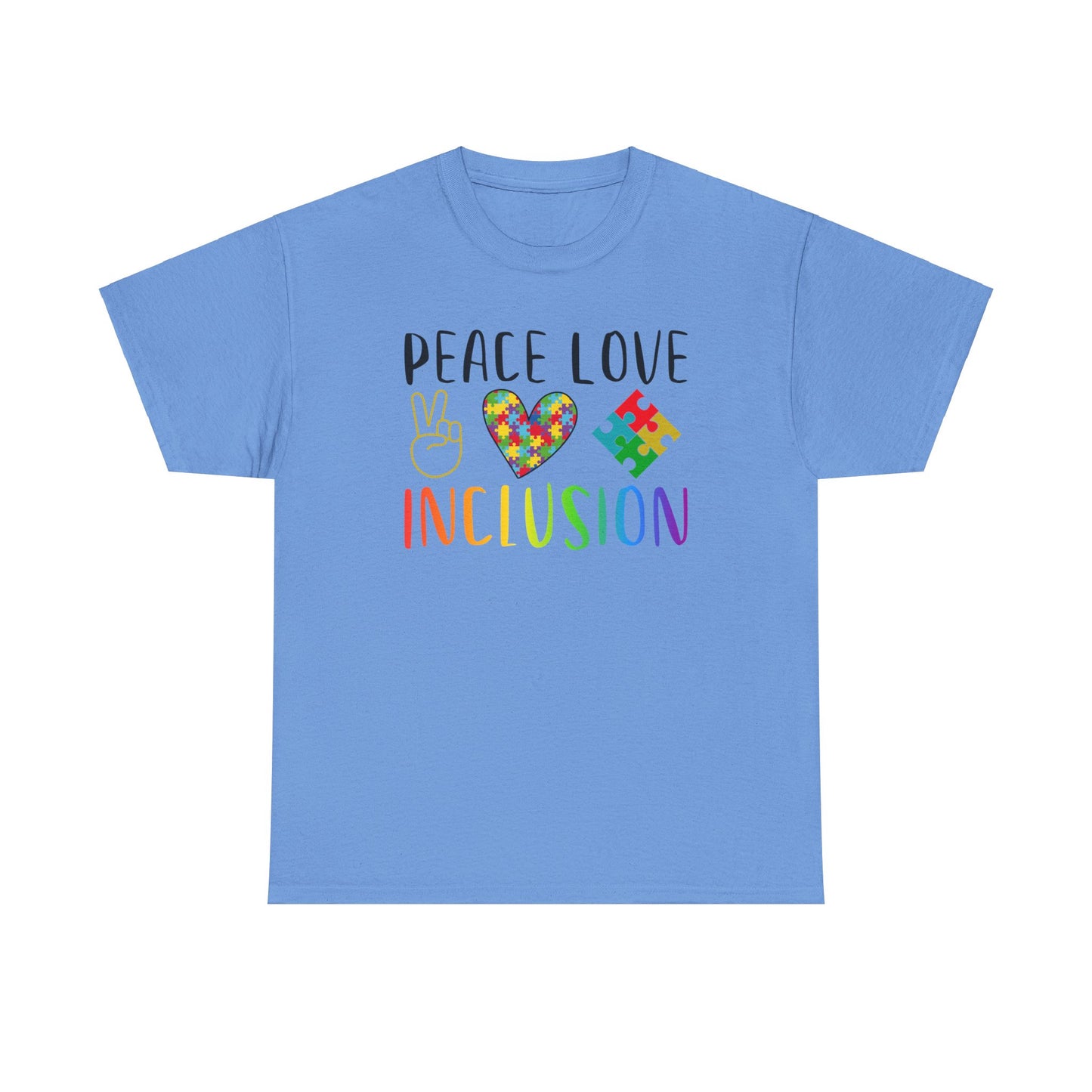 Autism Peace Love Inclusion Unisex Heavy Cotton Tee