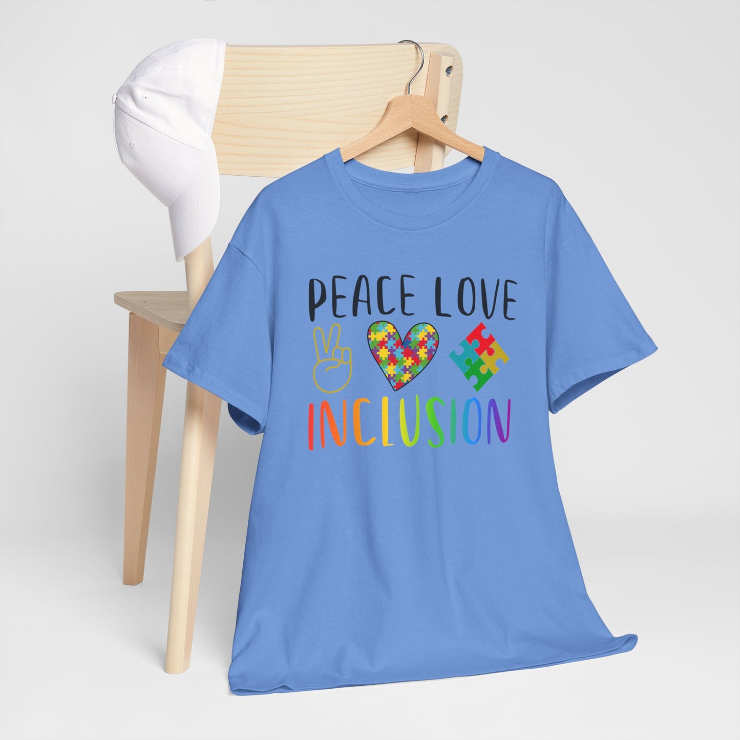 Autism Peace Love Inclusion Unisex Heavy Cotton Tee