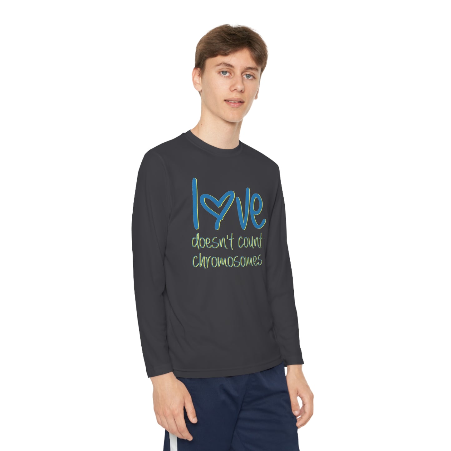 Love doesn't count chromosomes Youth Long Sleeve Competitor Tee