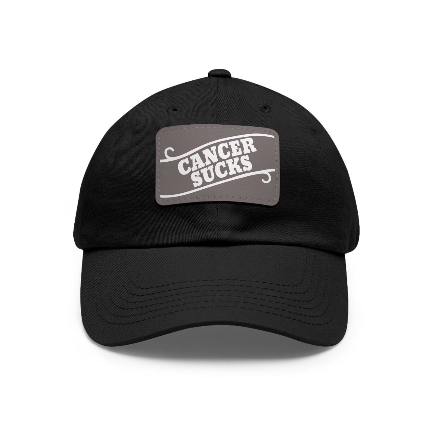 Cancer Sucks Dad Hat with Leather Patch (Rectangle)