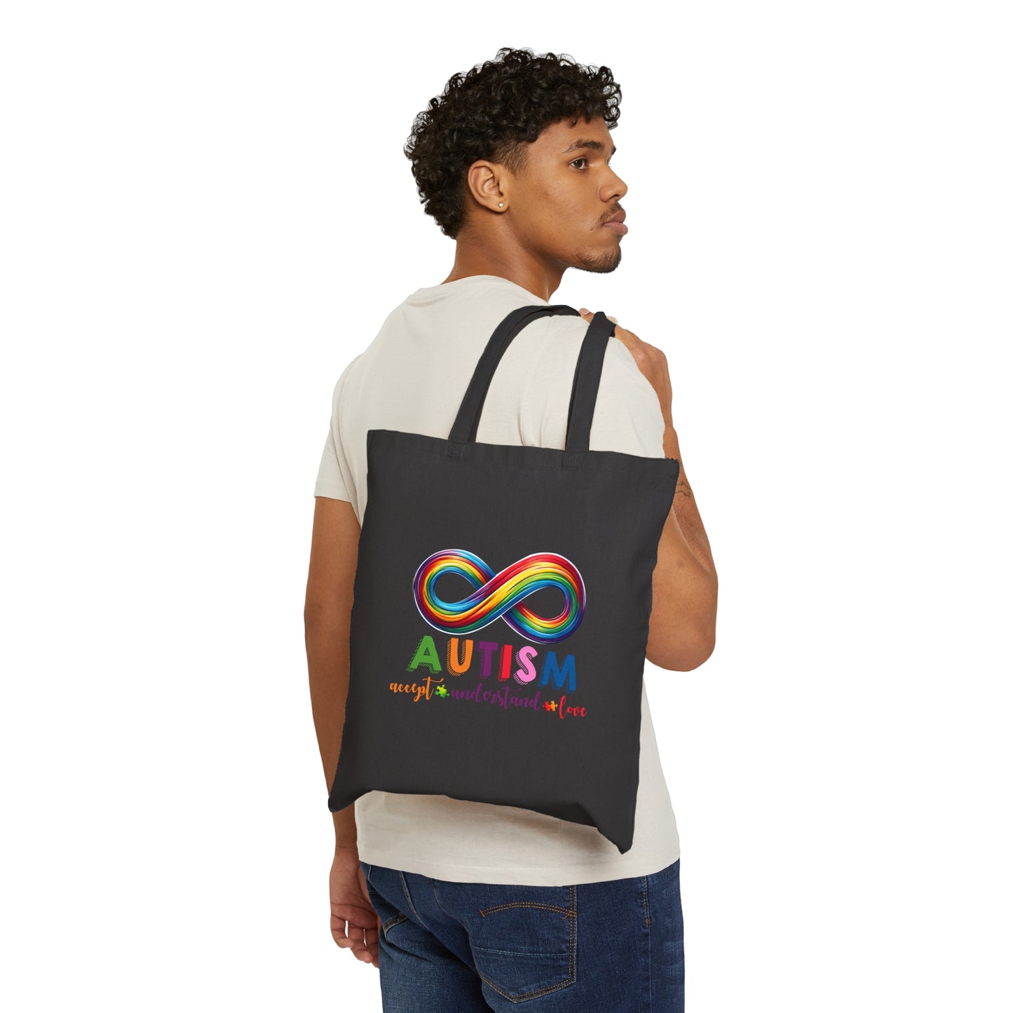 Autism Accept Cotton Canvas Tote Bag