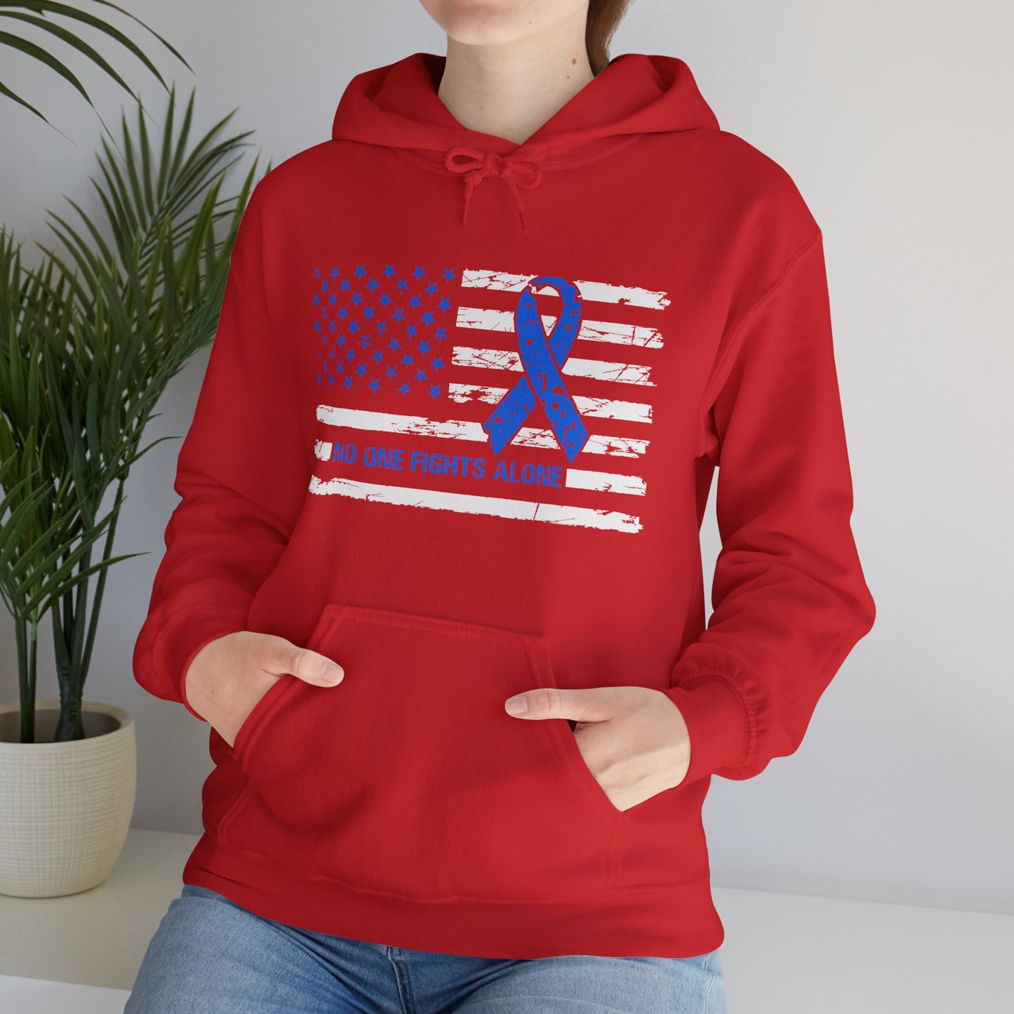 No one fights alone - Colon Cancer Unisex Heavy Blend™ Hooded Sweatshirt