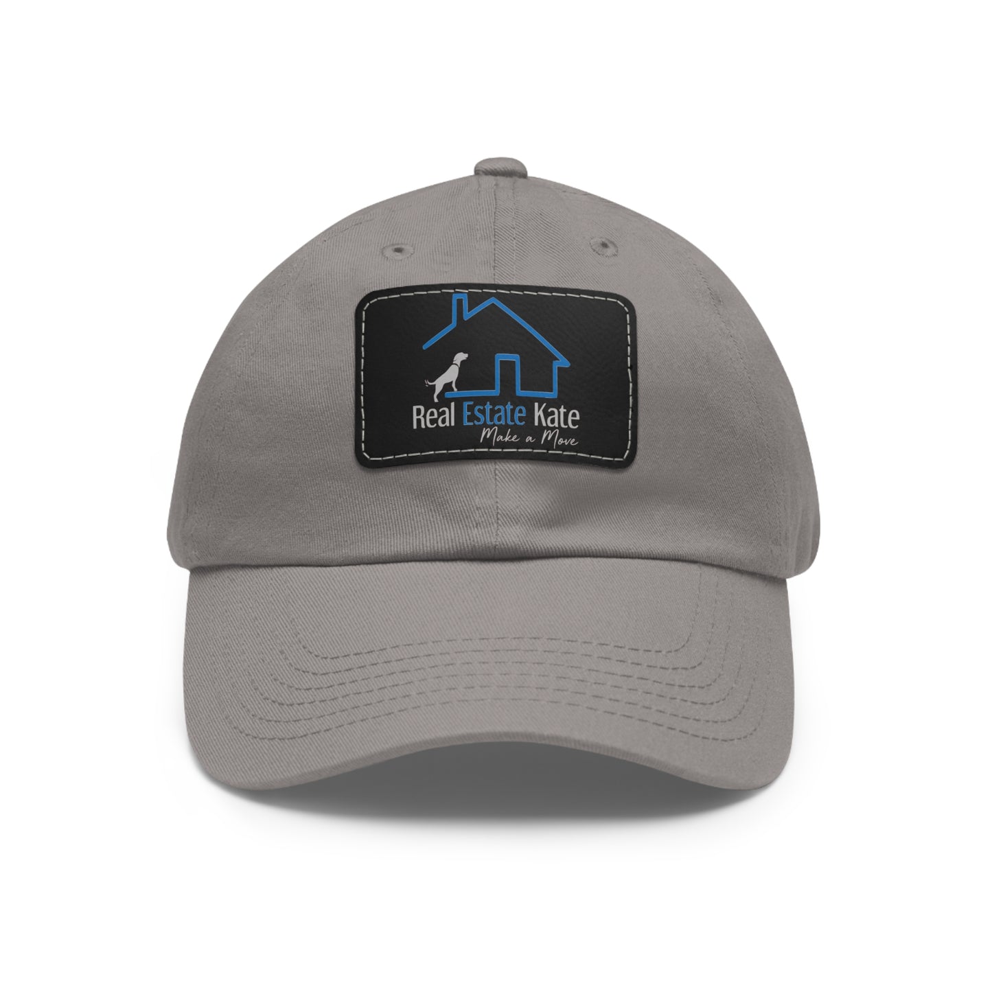 Custom Order Real Estate Kate Grey Dad Hat with Leather Patch (Rectangle)