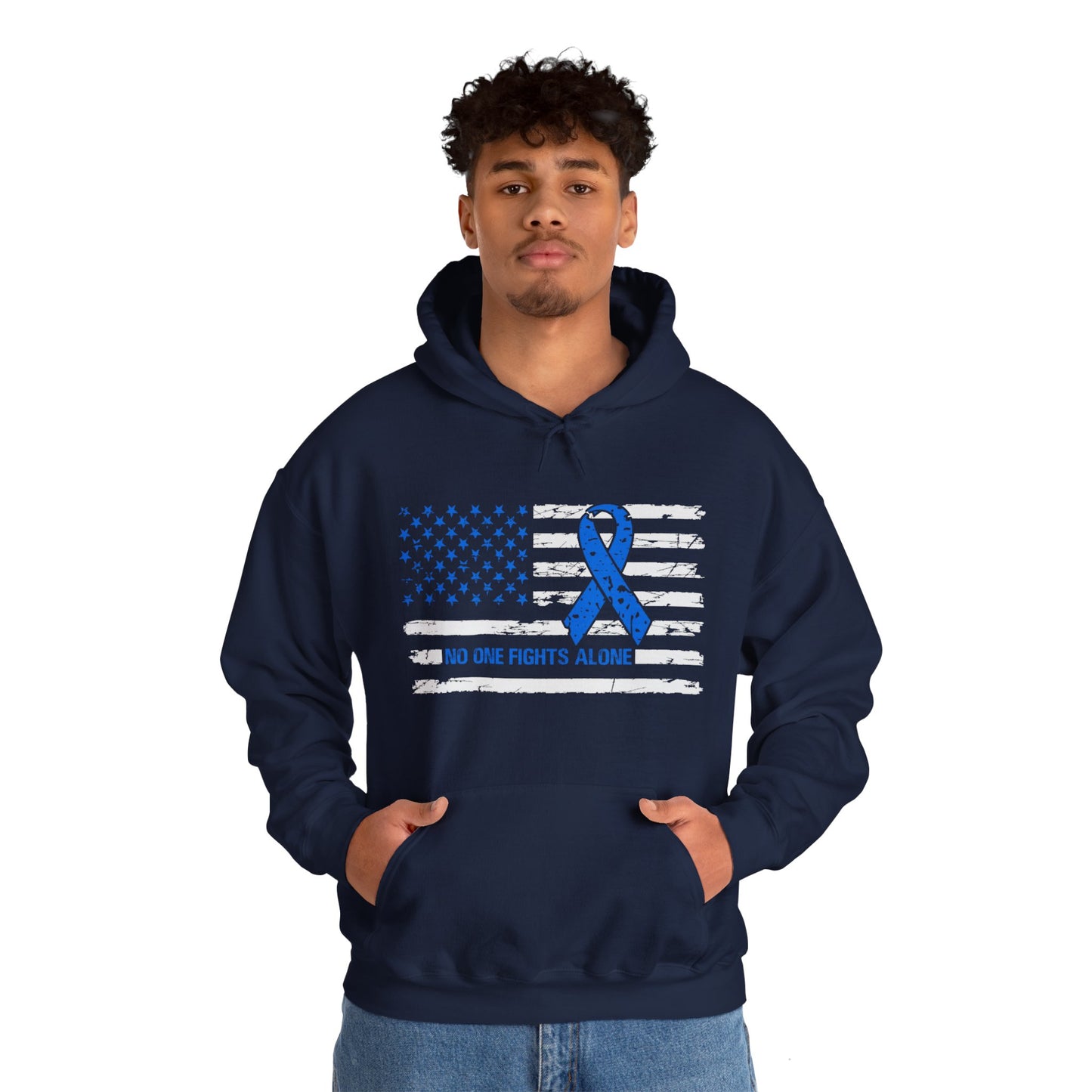 No one fights alone - Colon Cancer Unisex Heavy Blend™ Hooded Sweatshirt