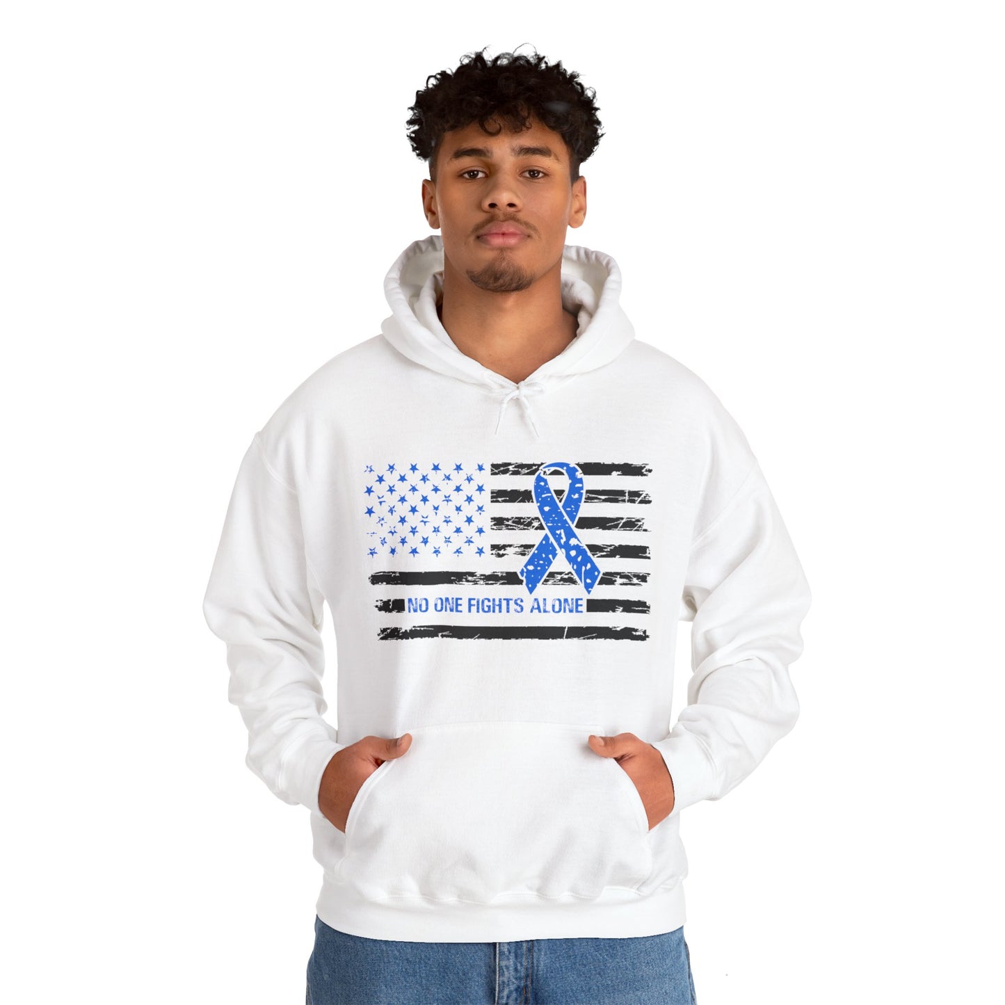 No one fights alone - Colon Cancer Unisex Heavy Blend™ Hooded Sweatshirt