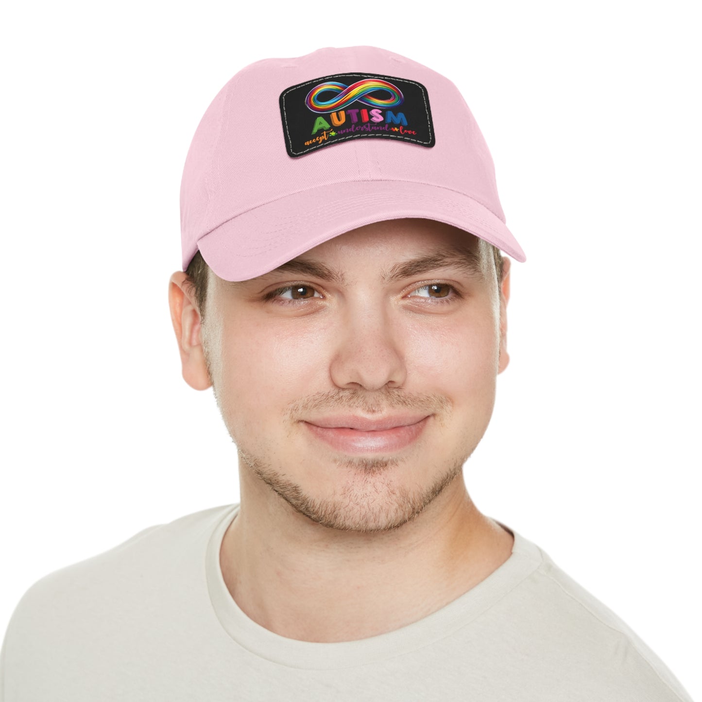 Autism Accept Dad Hat with Leather Patch (Rectangle)